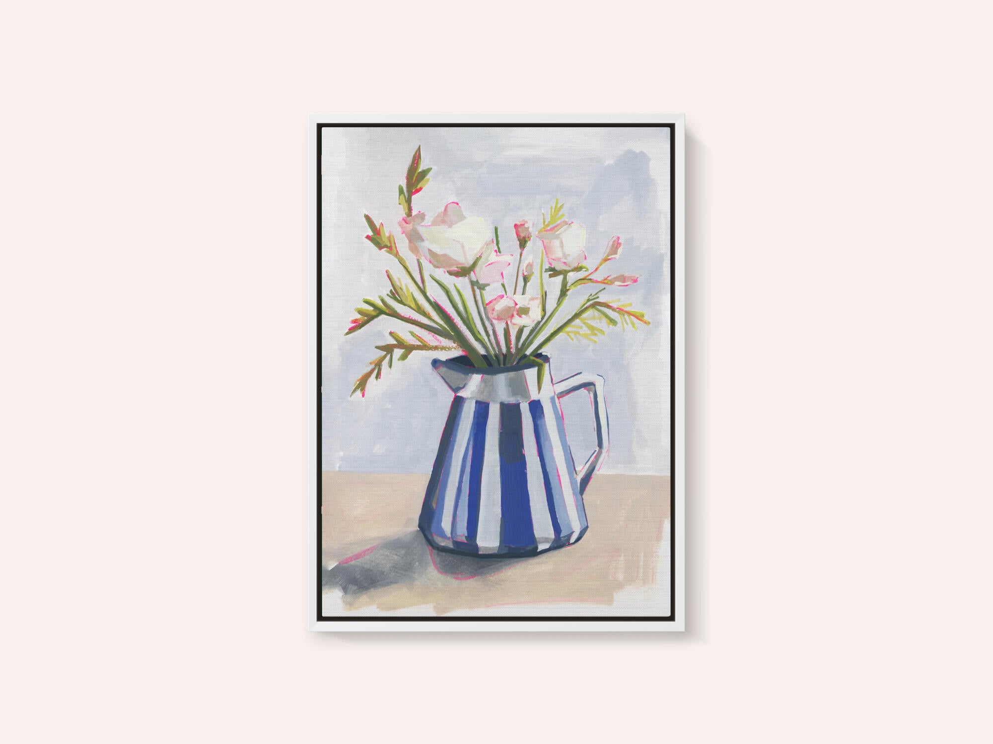 Fresh flowers in a striped vase I