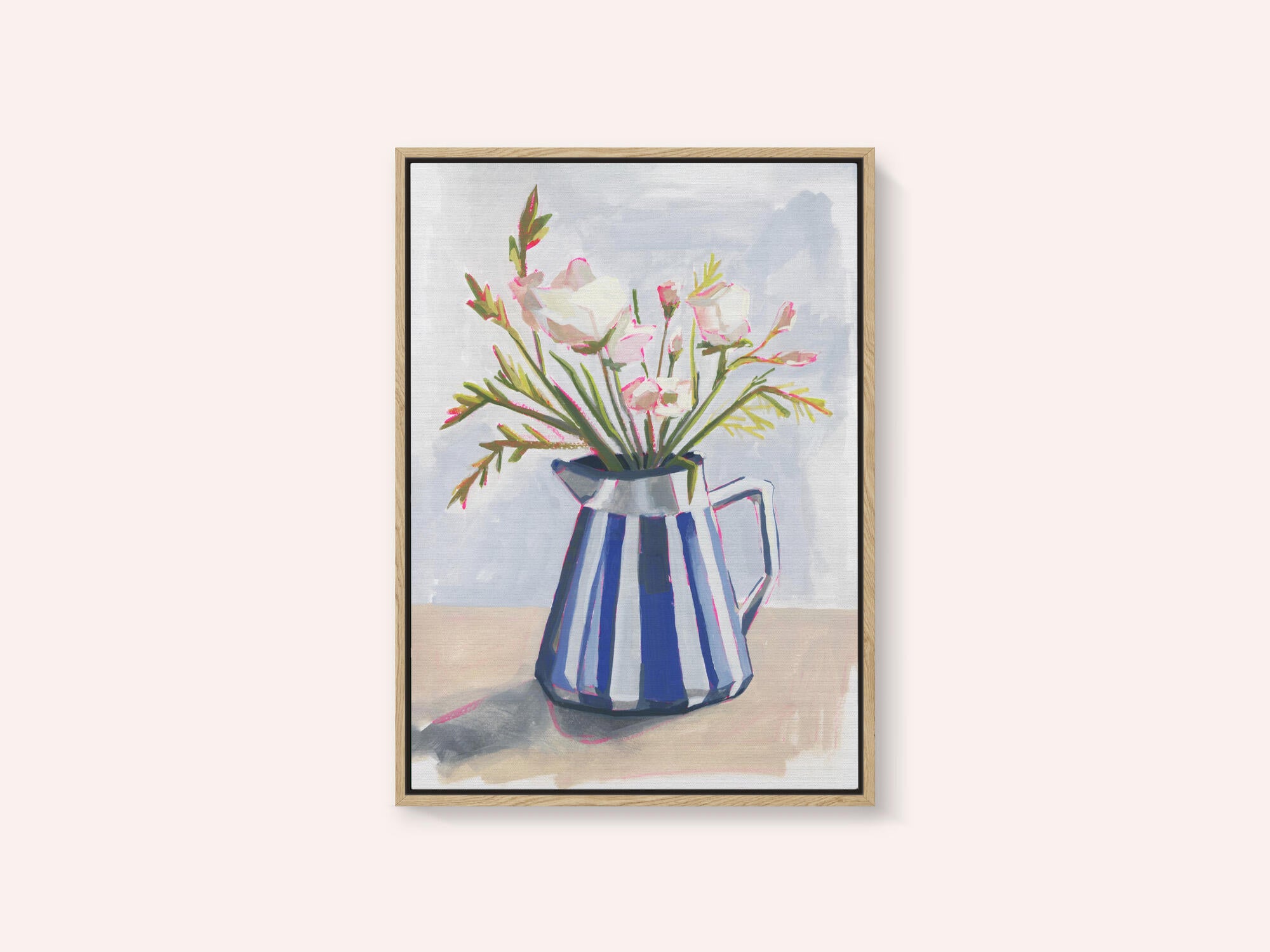 Fresh flowers in a striped vase I