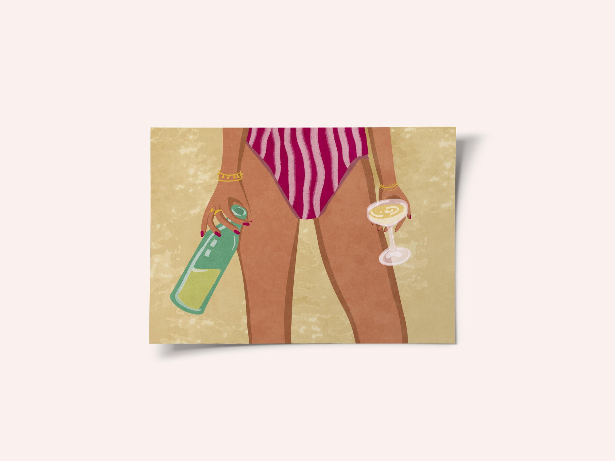 Girl with wine at the beach