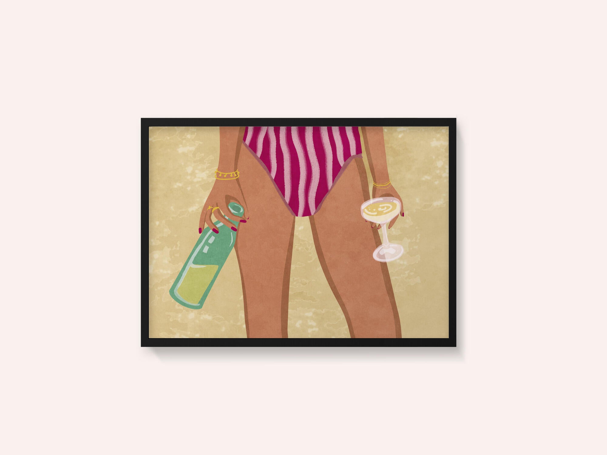 Girl with wine at the beach