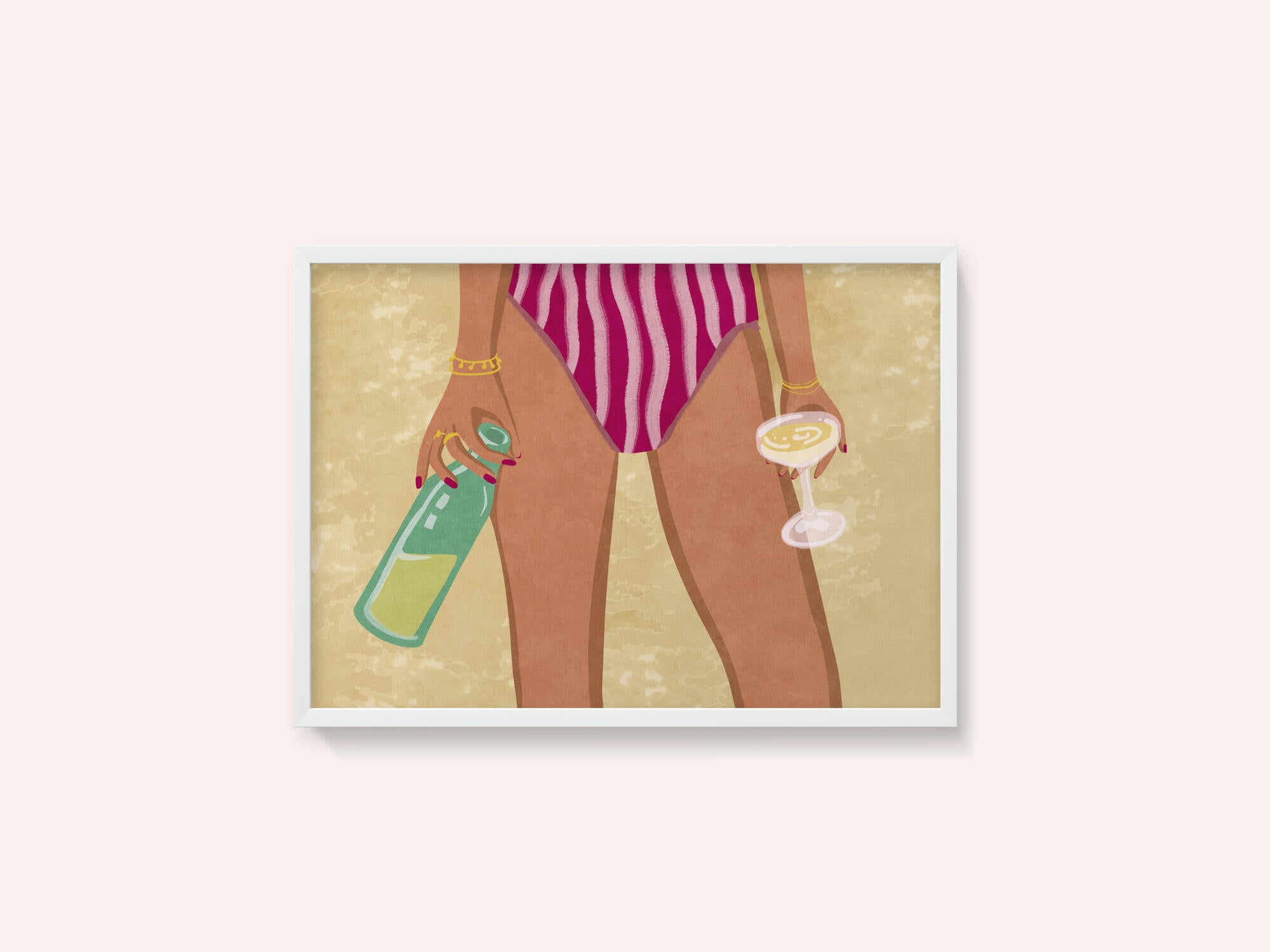 Girl with wine at the beach