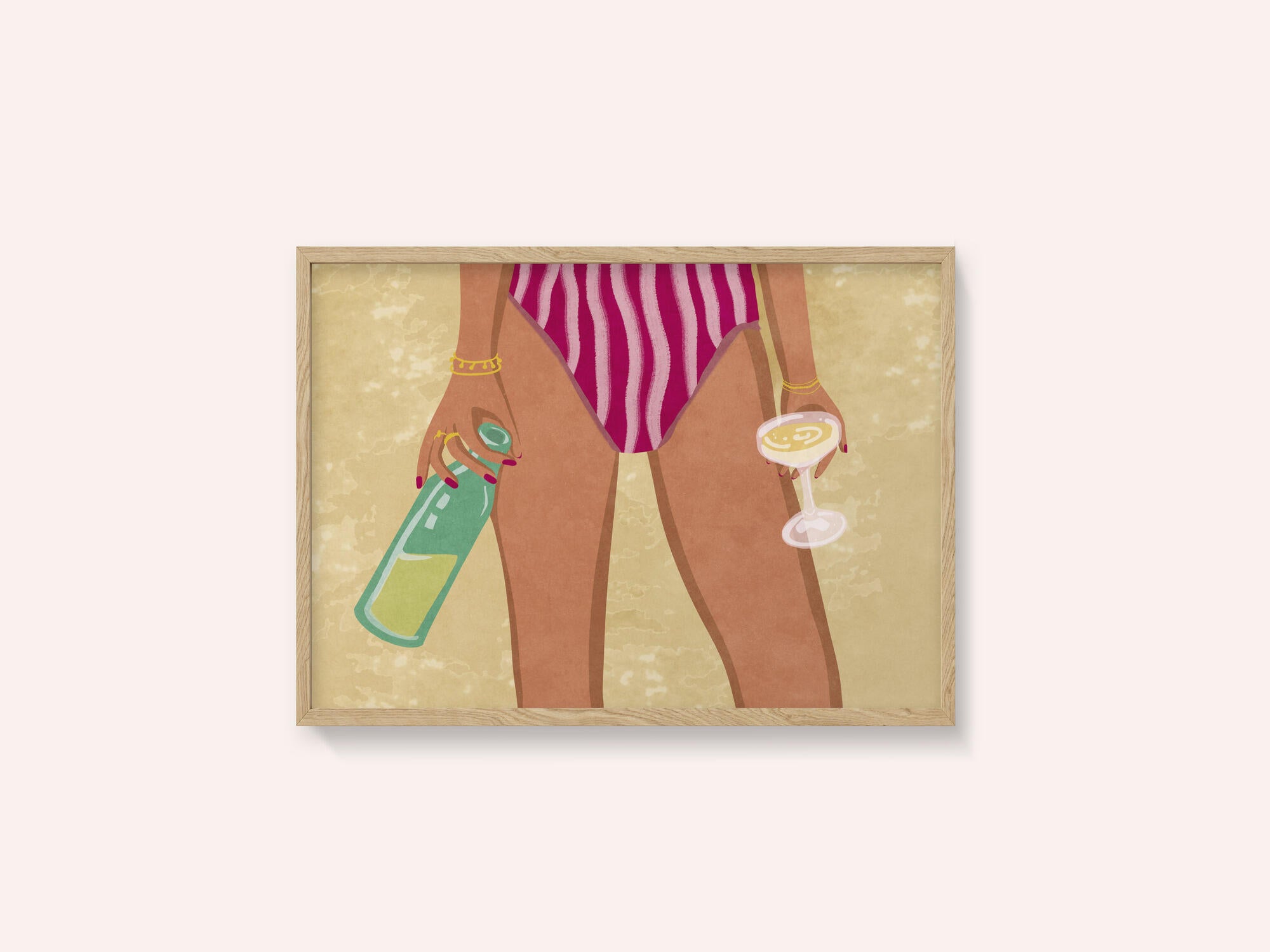 Girl with wine at the beach