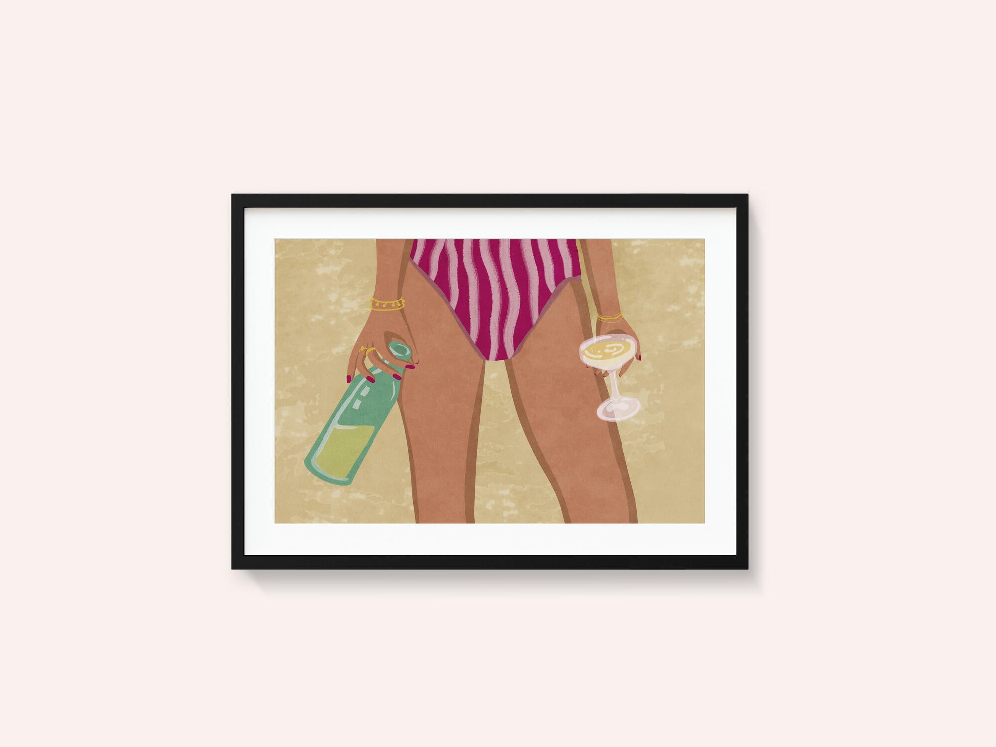 Girl with wine at the beach