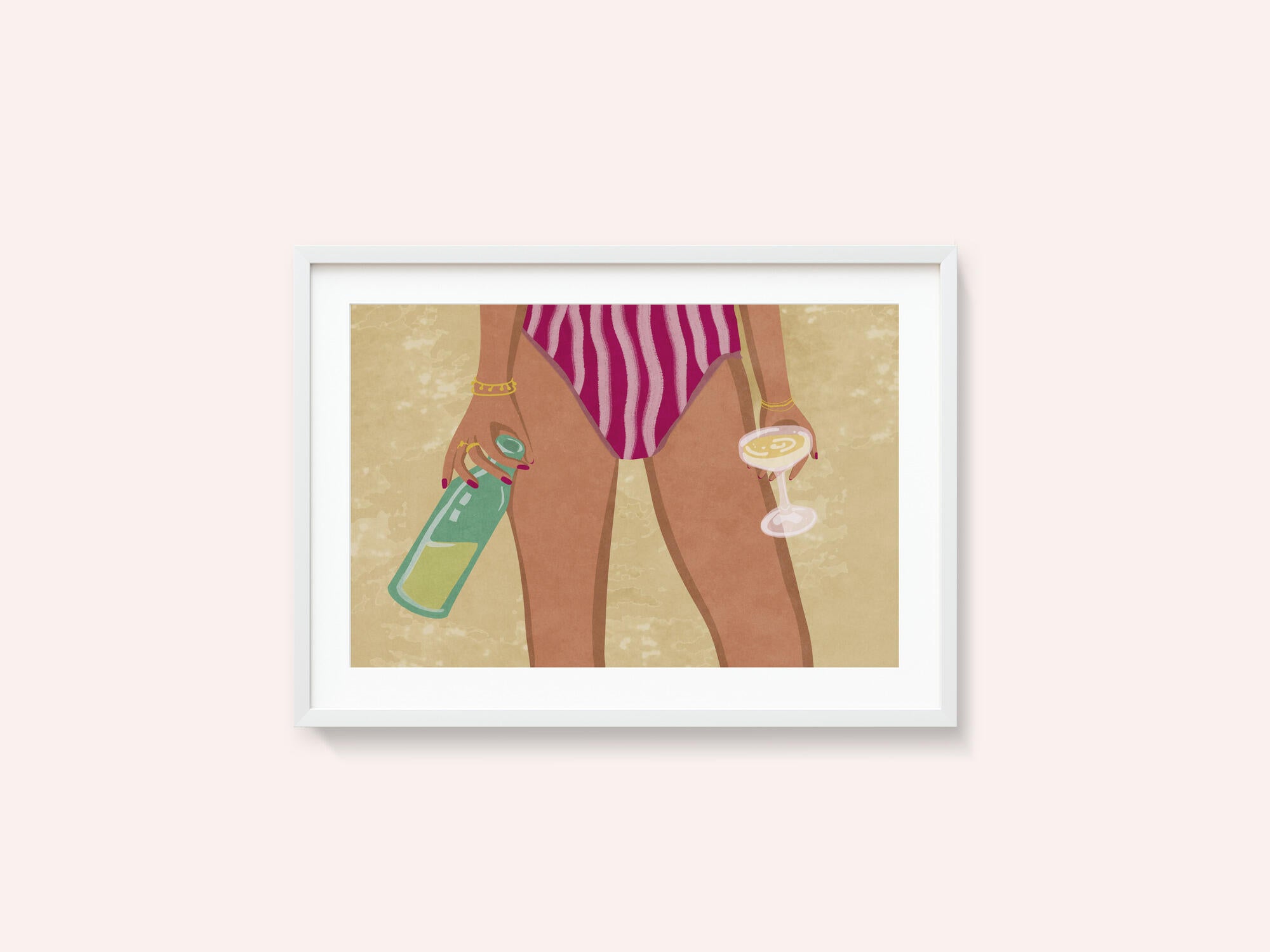 Girl with wine at the beach