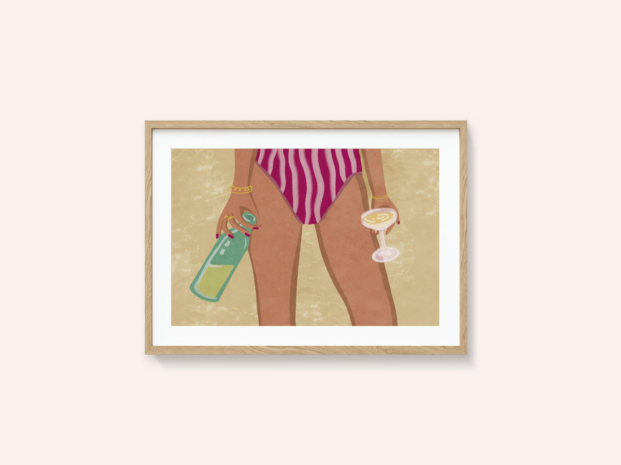 Girl with wine at the beach