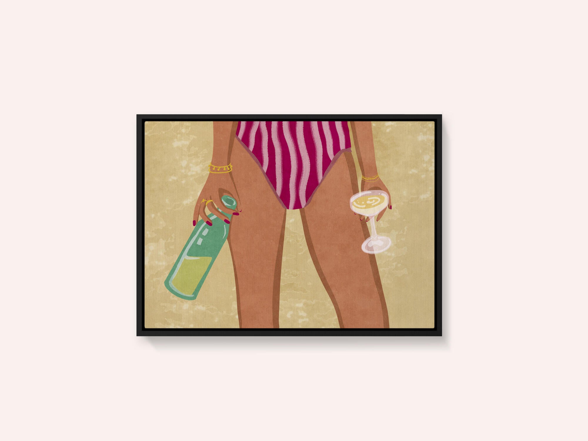 Girl with wine at the beach