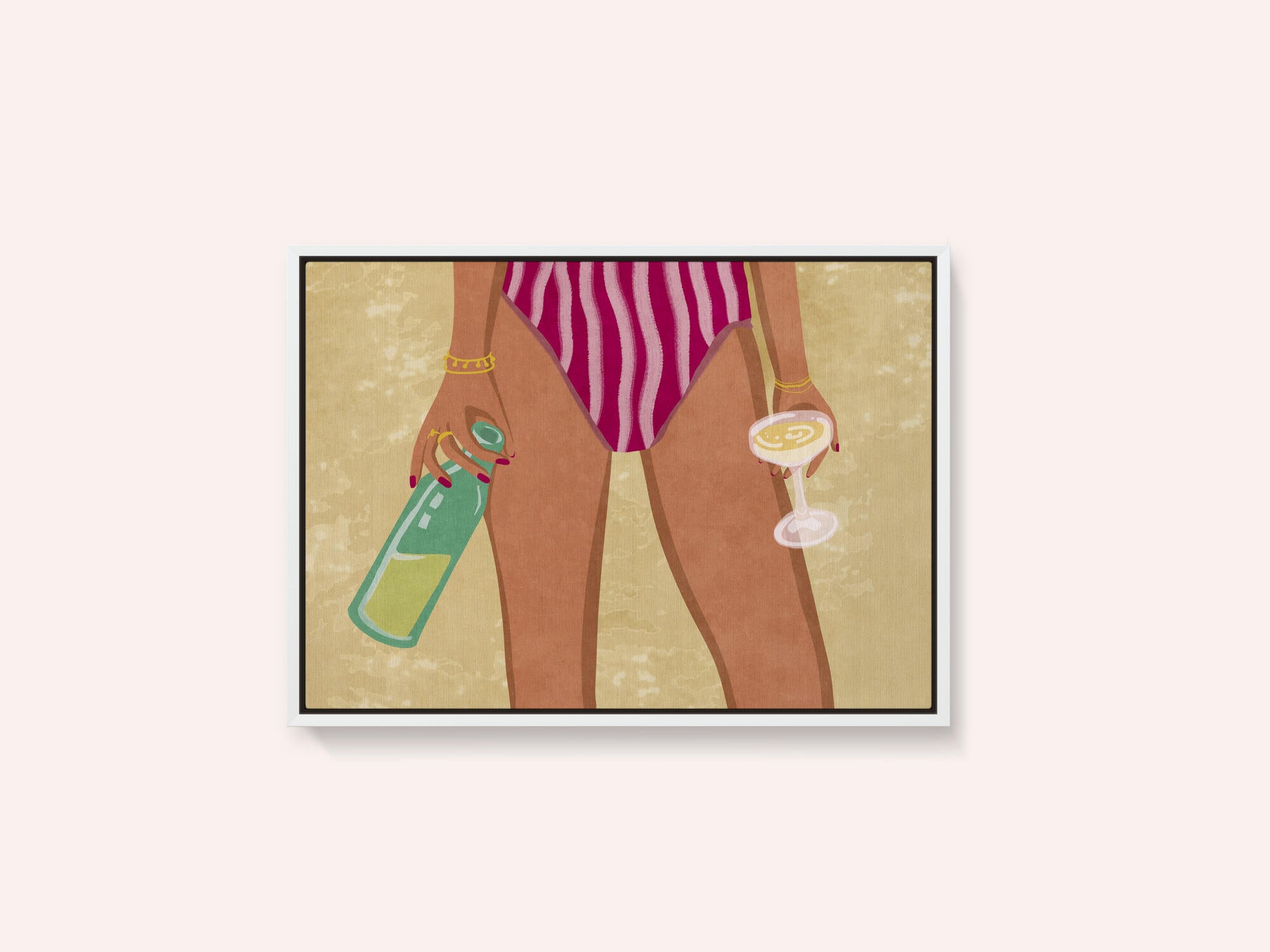 Girl with wine at the beach