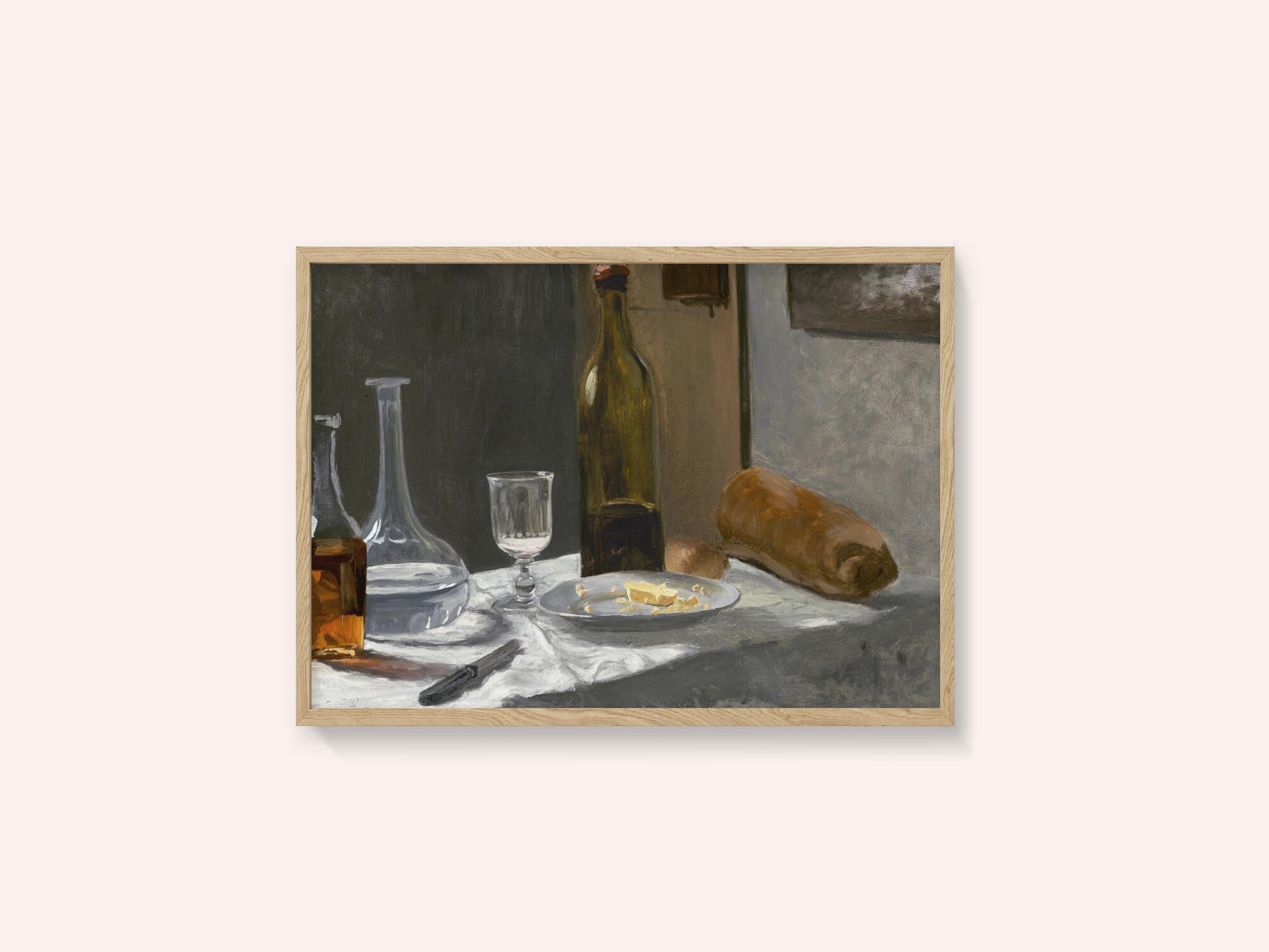 Still Life With Bottle, Carafe, Bread, and Wine (1862–1863) By Claude Monet