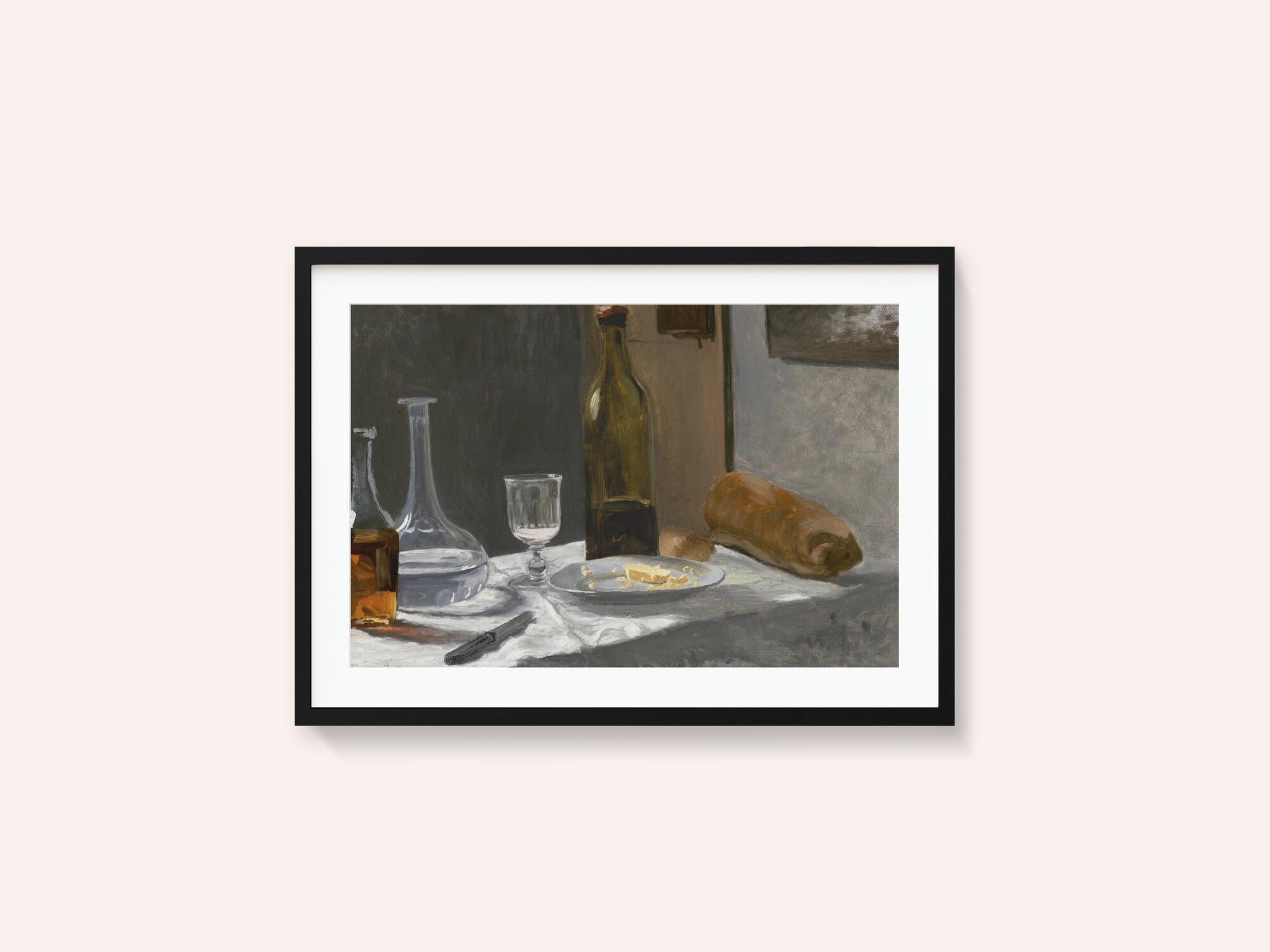 Still Life With Bottle, Carafe, Bread, and Wine (1862–1863) By Claude Monet