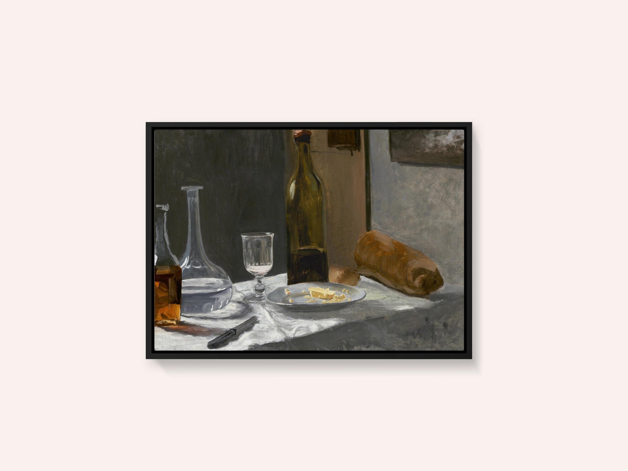 Still Life With Bottle, Carafe, Bread, and Wine (1862–1863) By Claude Monet