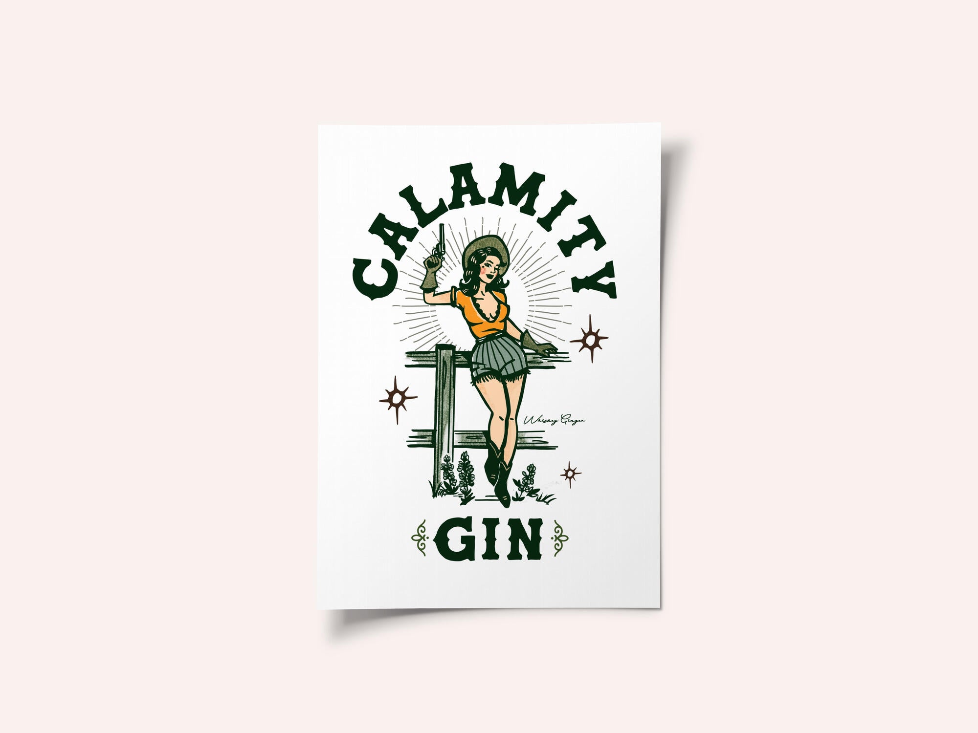 Calamity Gin Funny Retro Western Cowgirl Art