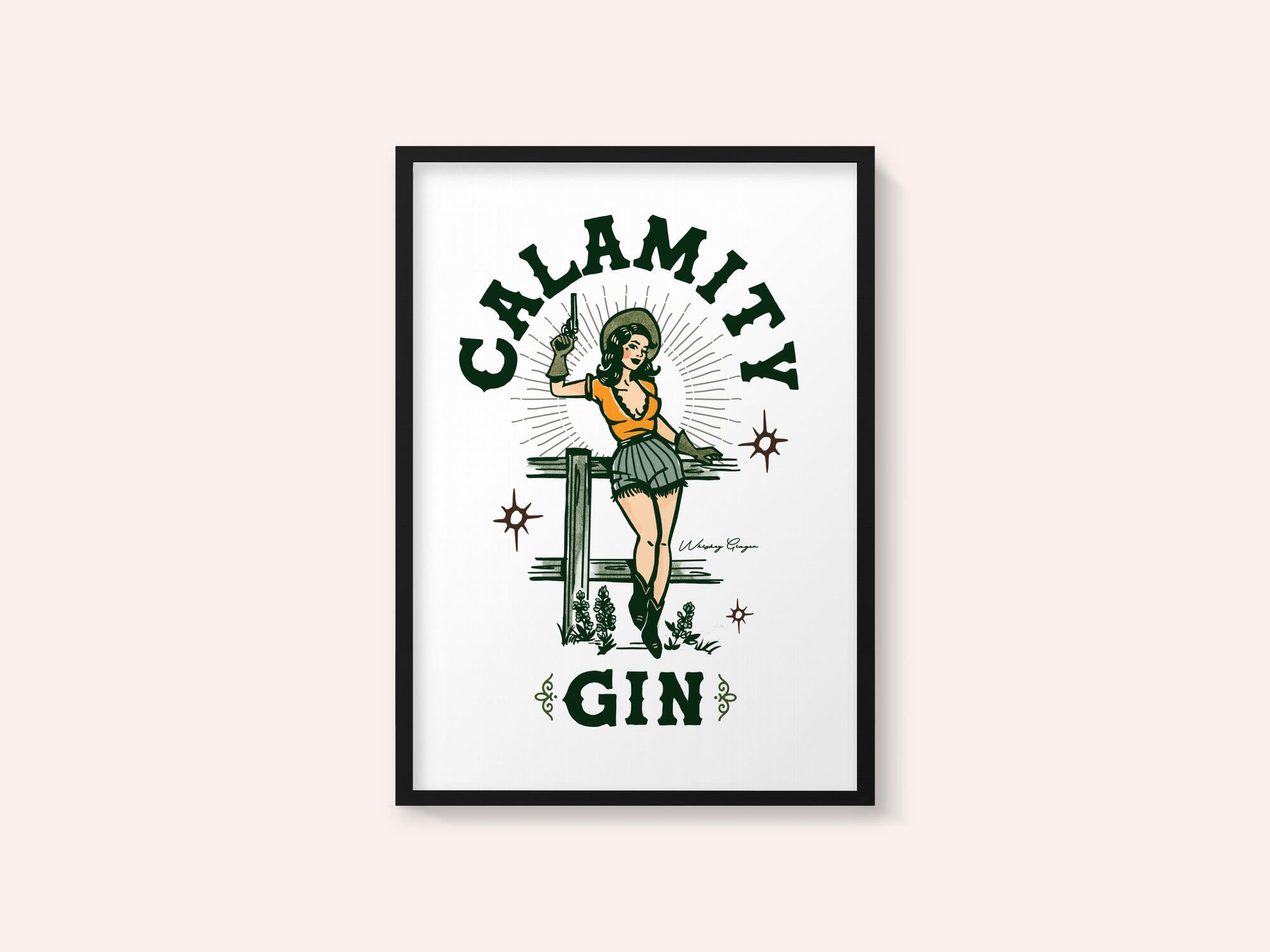 Calamity Gin Funny Retro Western Cowgirl Art