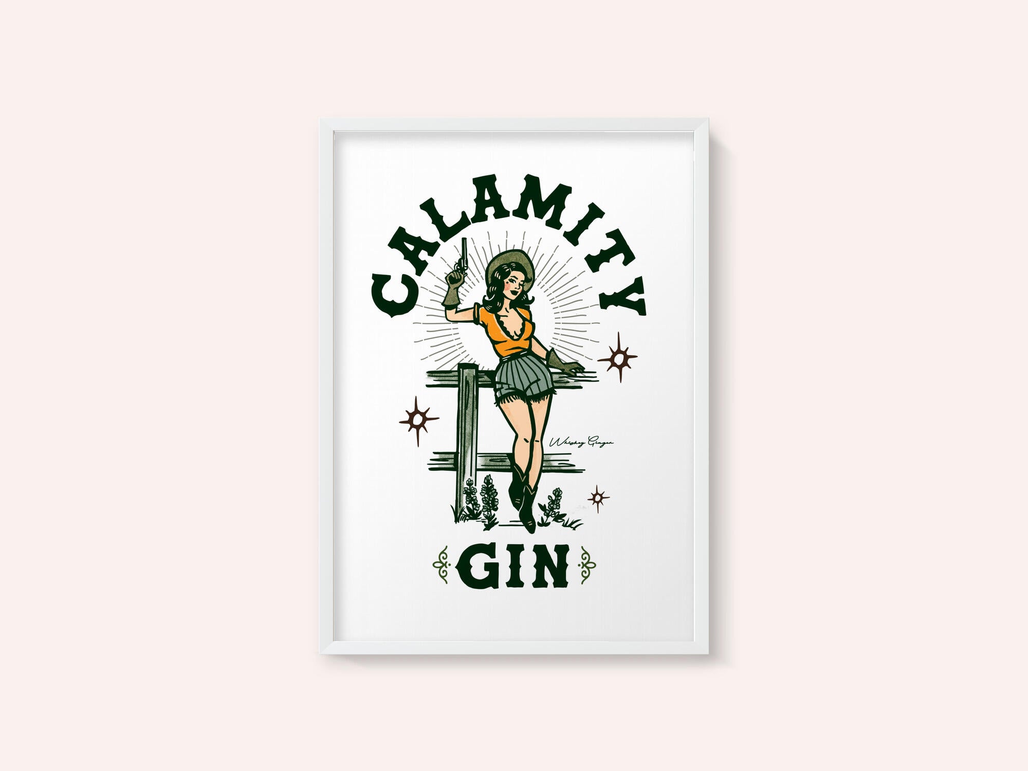 Calamity Gin Funny Retro Western Cowgirl Art