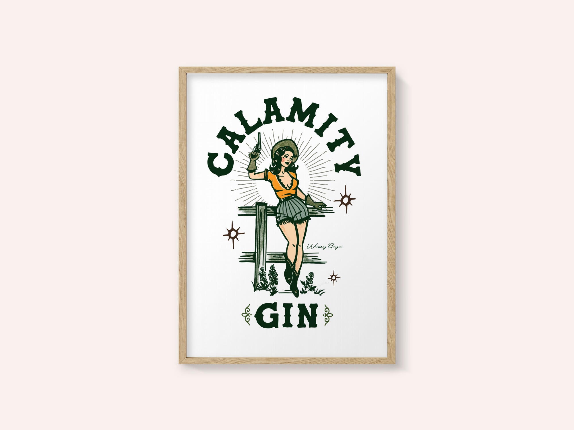Calamity Gin Funny Retro Western Cowgirl Art