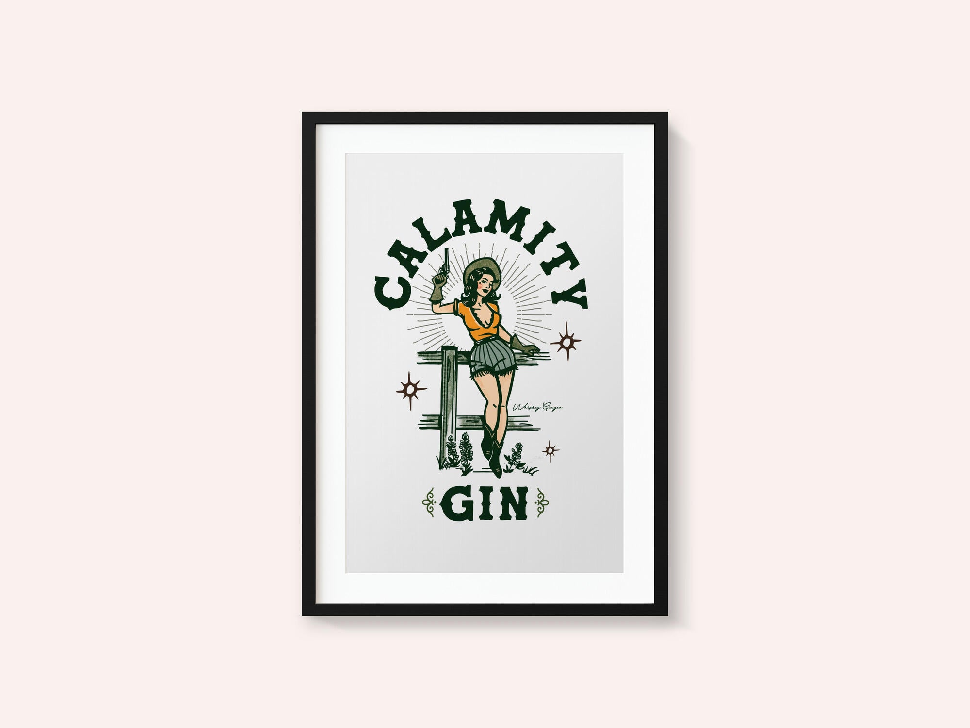Calamity Gin Funny Retro Western Cowgirl Art