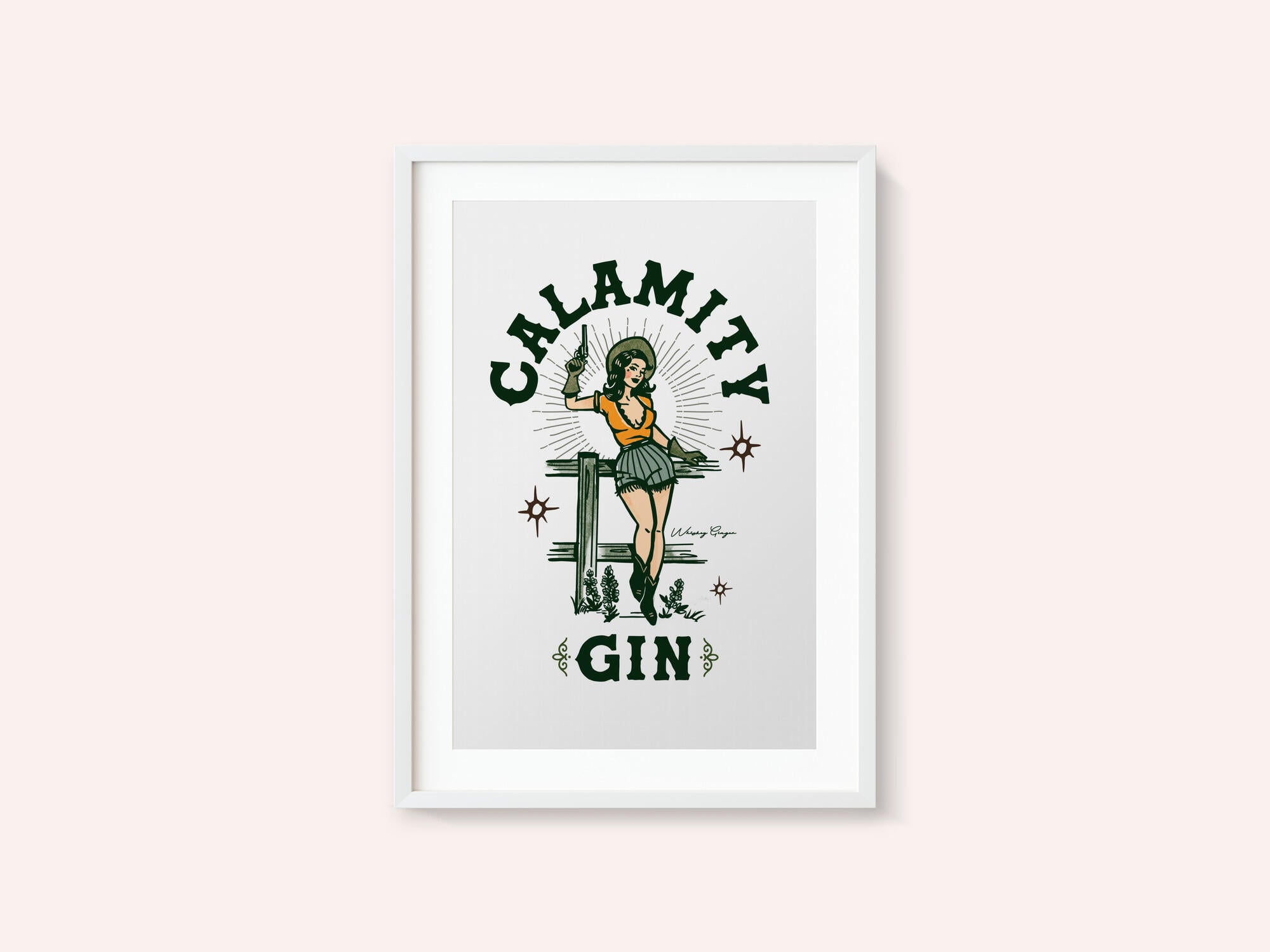 Calamity Gin Funny Retro Western Cowgirl Art
