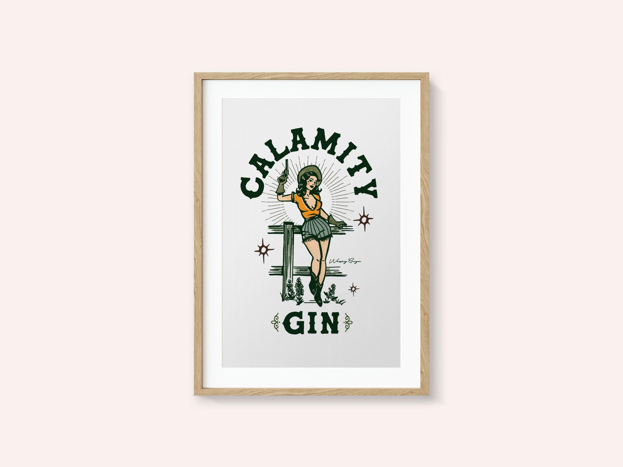 Calamity Gin Funny Retro Western Cowgirl Art