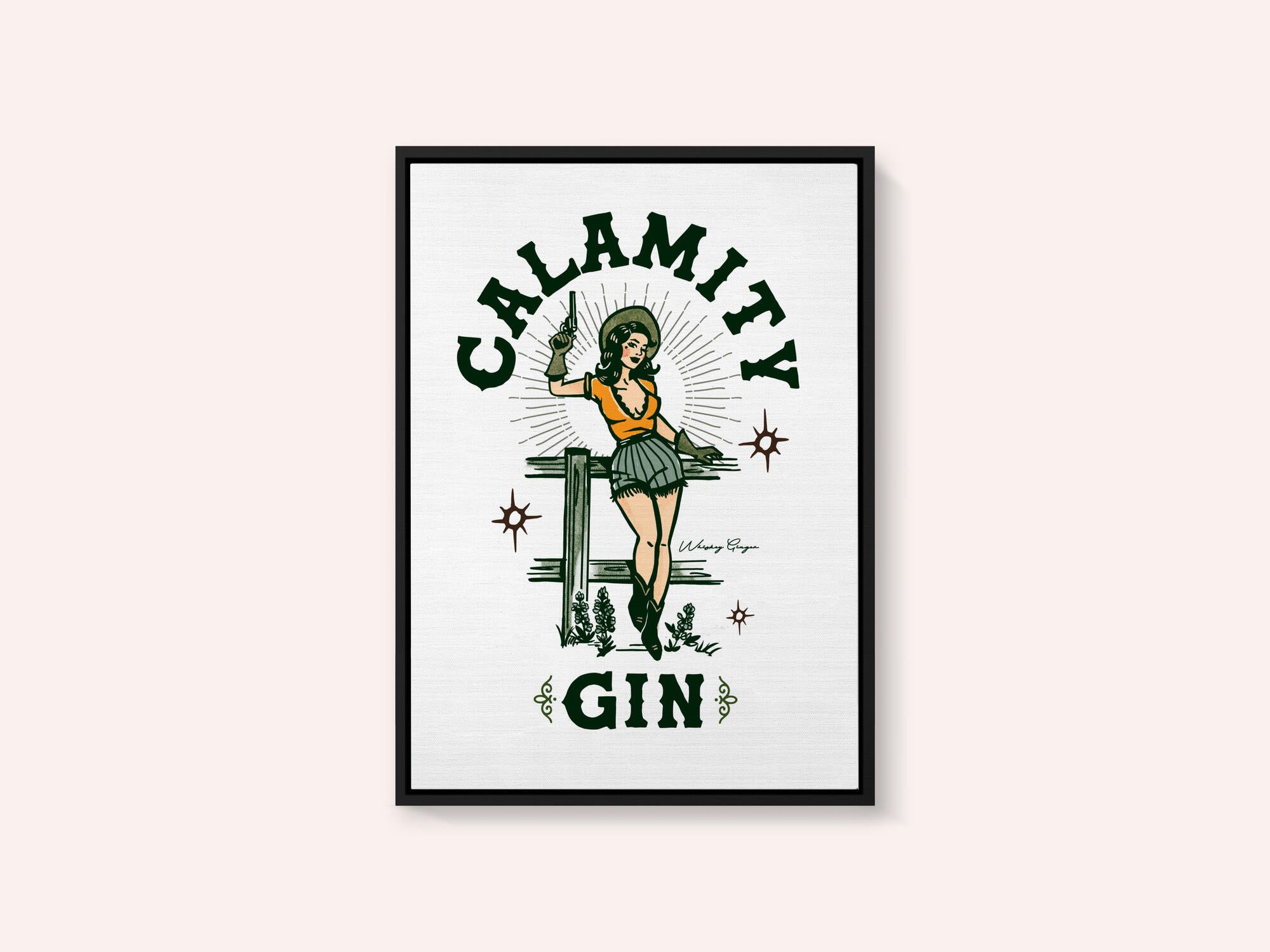 Calamity Gin Funny Retro Western Cowgirl Art
