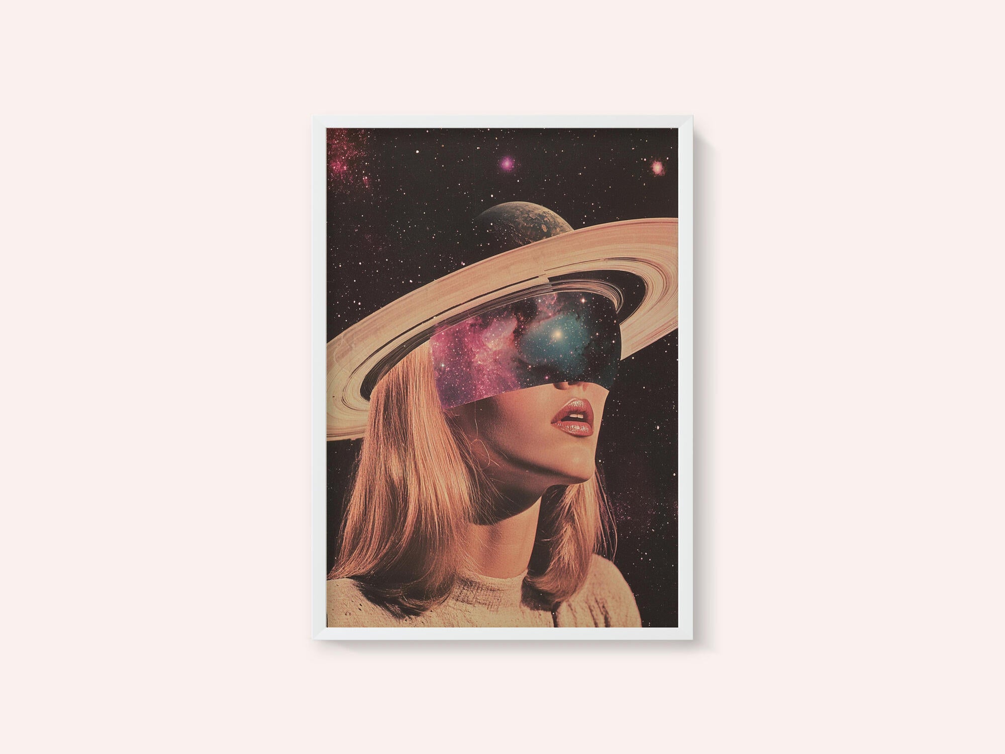 Woman Adorned with Saturn's Rings and Galactic Eyes