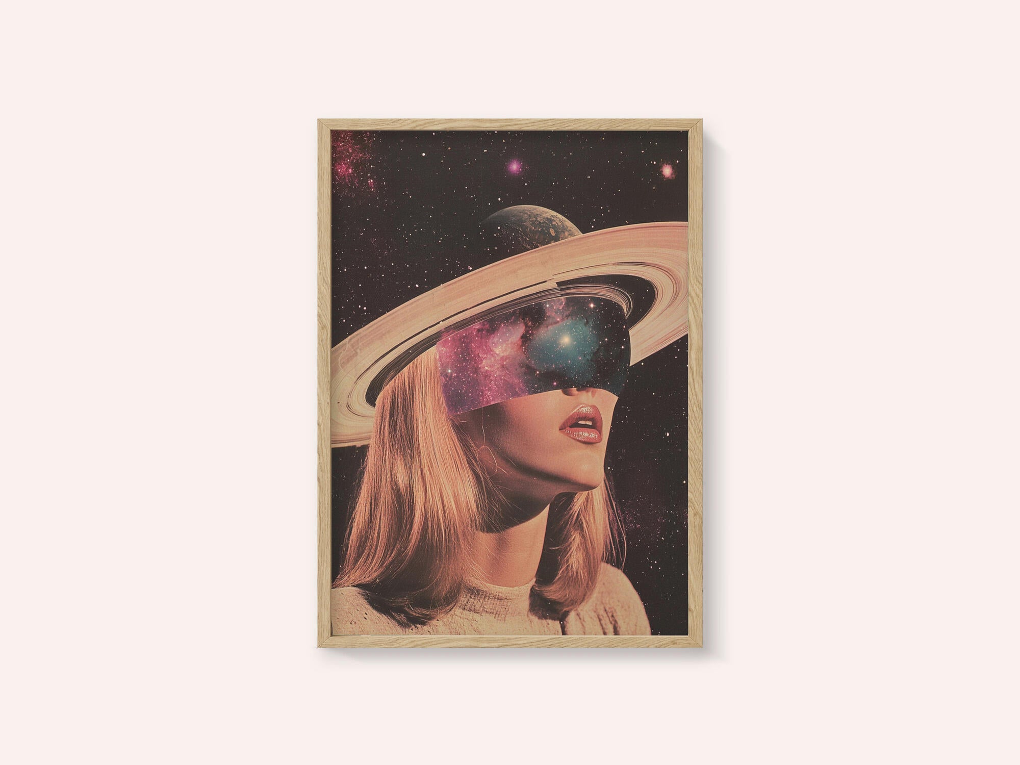 Woman Adorned with Saturn's Rings and Galactic Eyes