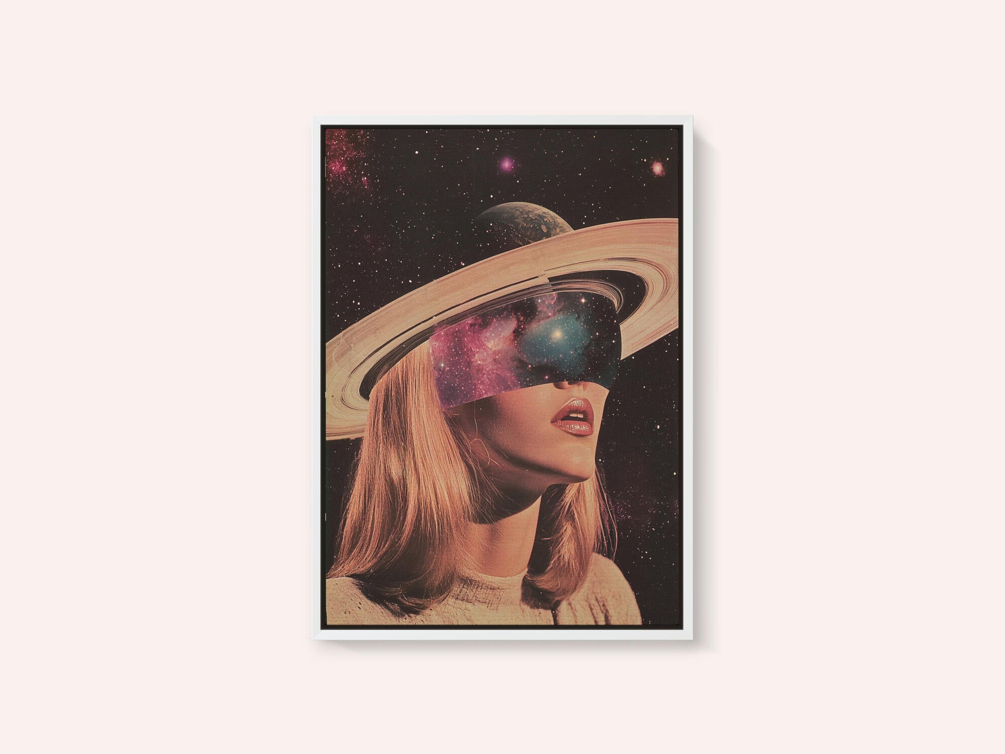 Woman Adorned with Saturn's Rings and Galactic Eyes