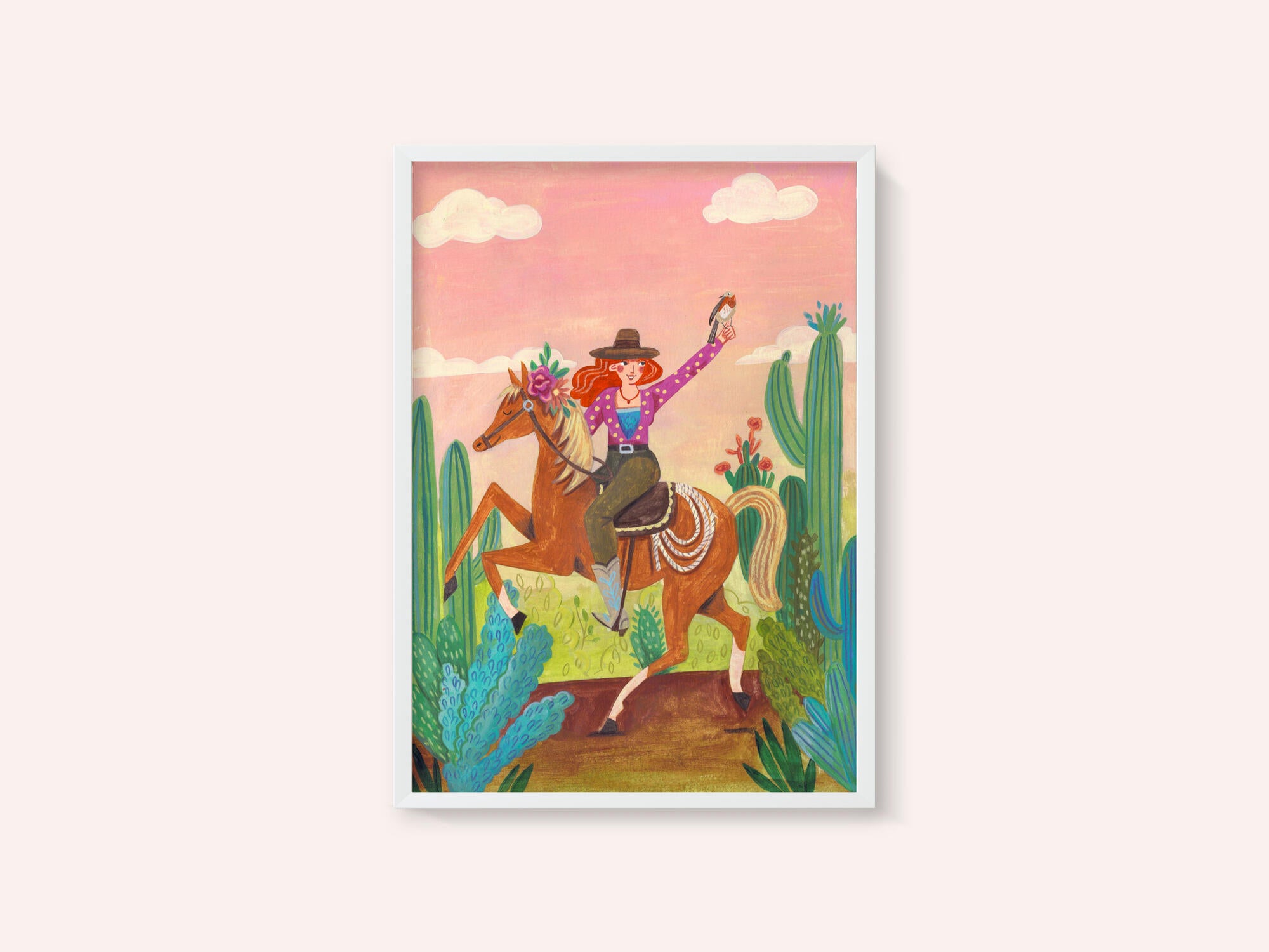 Cowgirl on horse in the desert