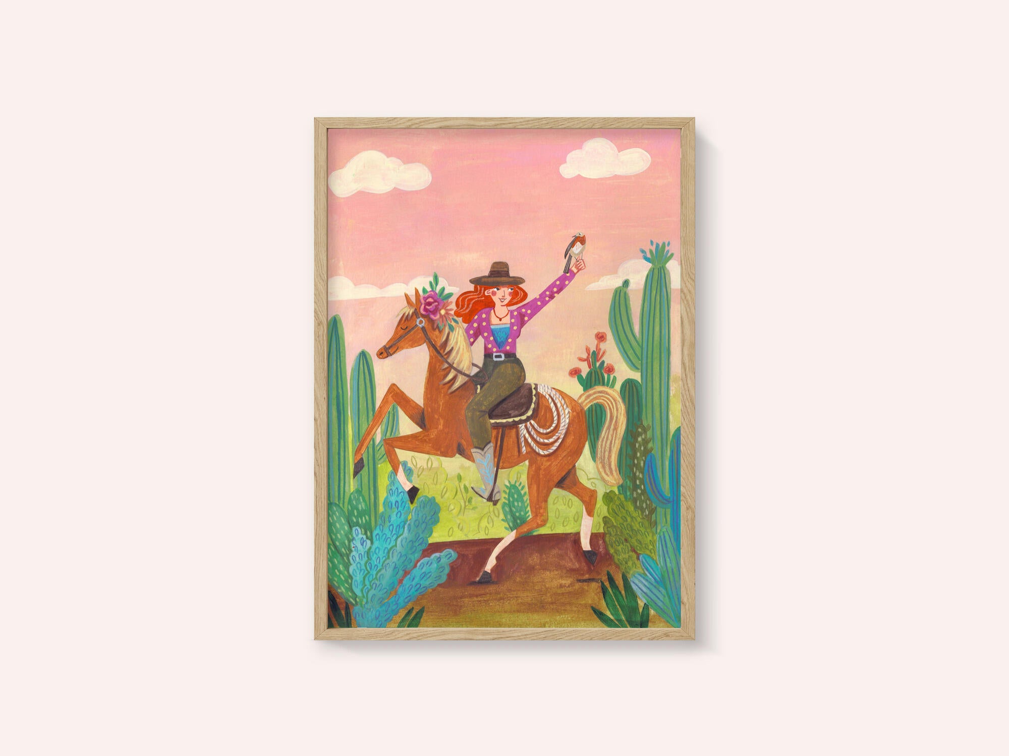 Cowgirl on horse in the desert