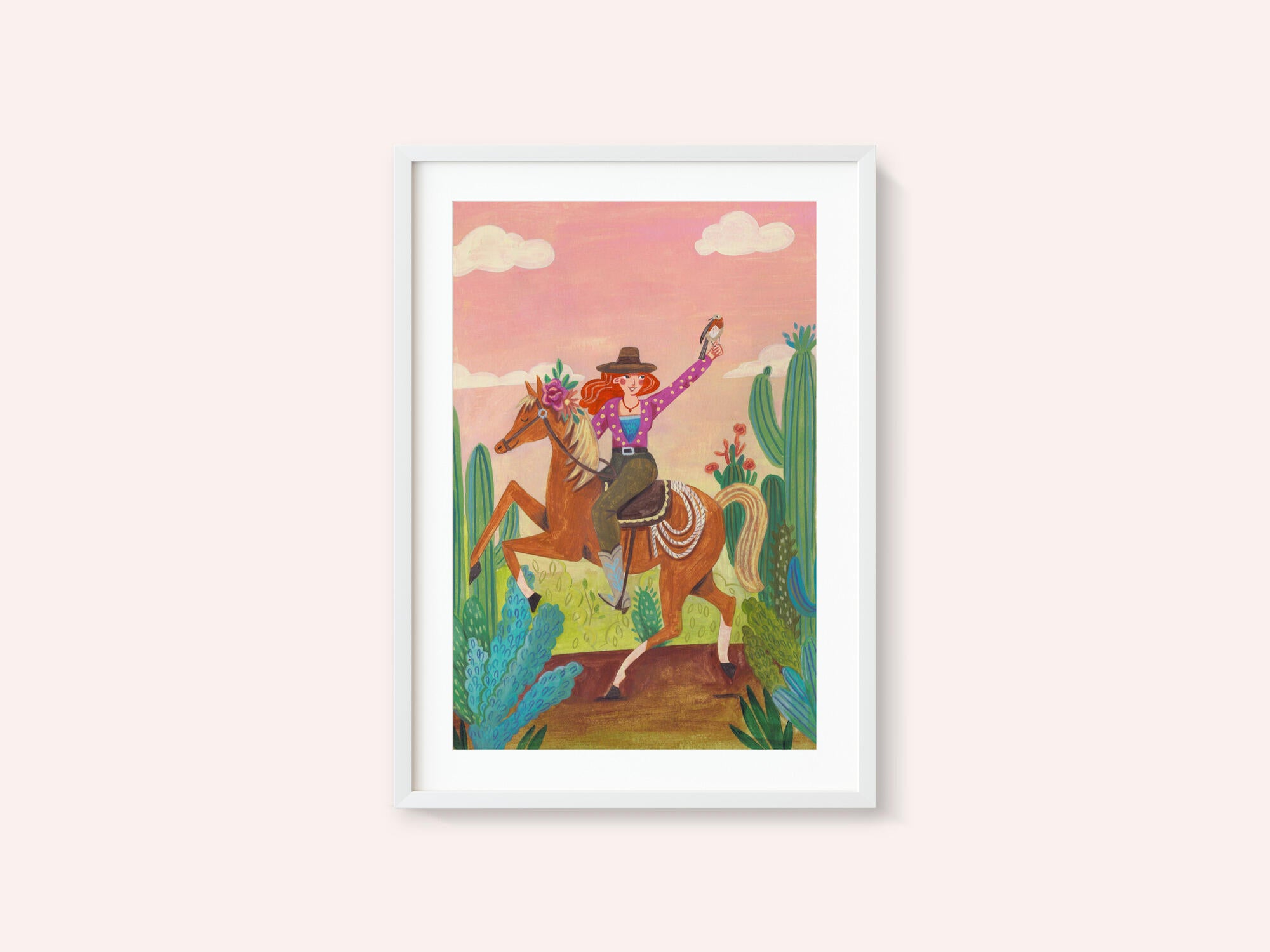 Cowgirl on horse in the desert