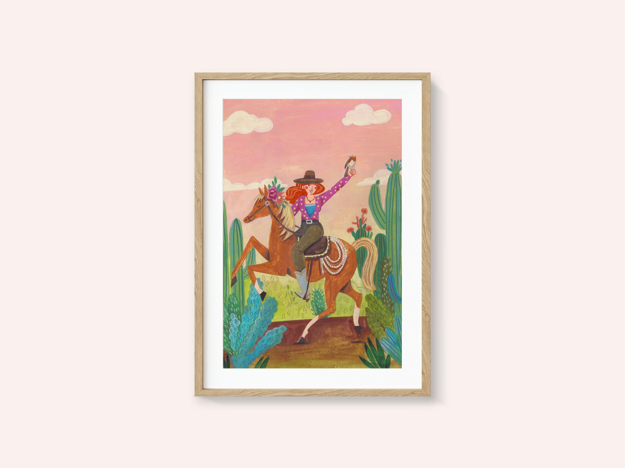 Cowgirl on horse in the desert
