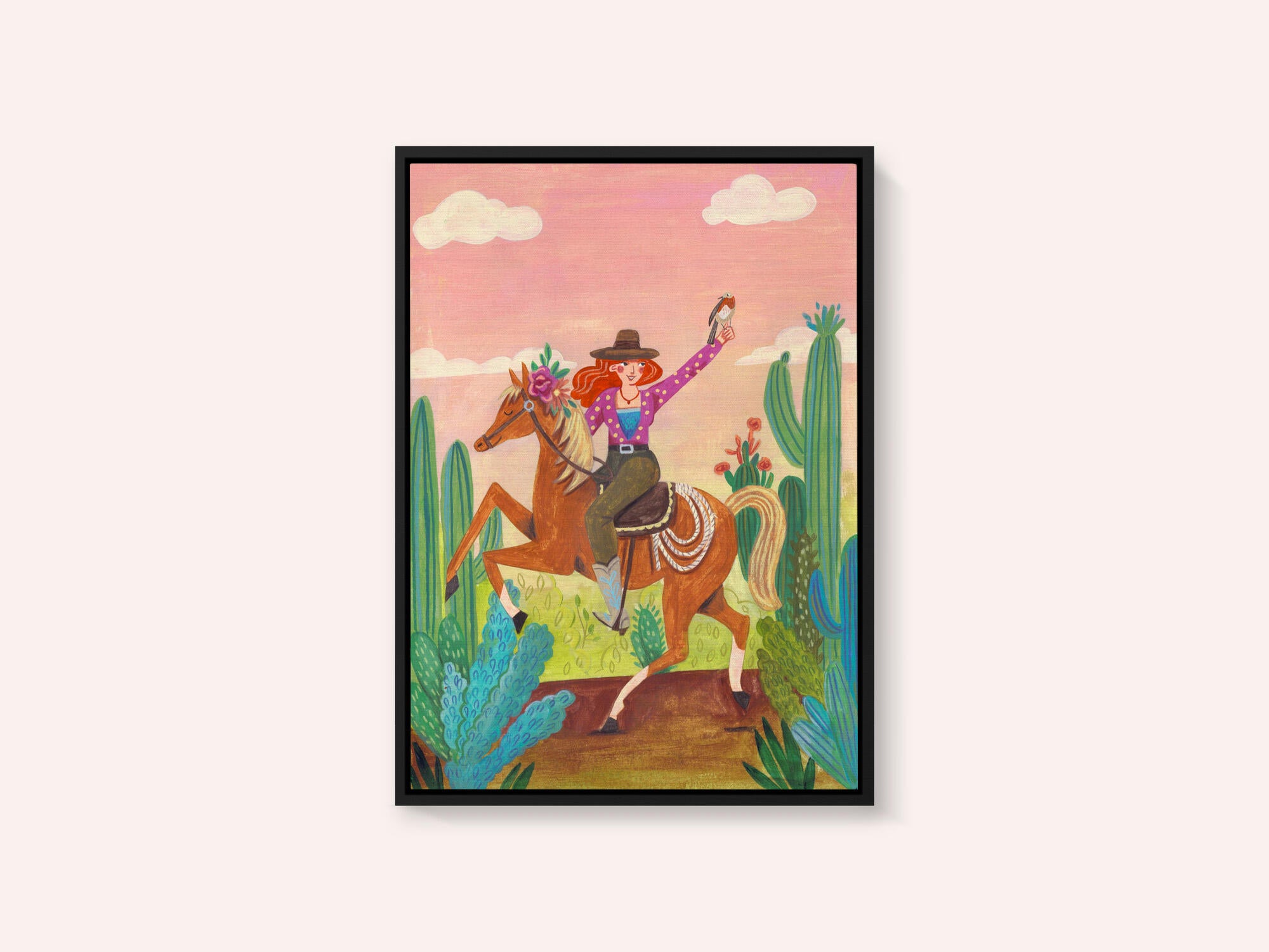 Cowgirl on horse in the desert