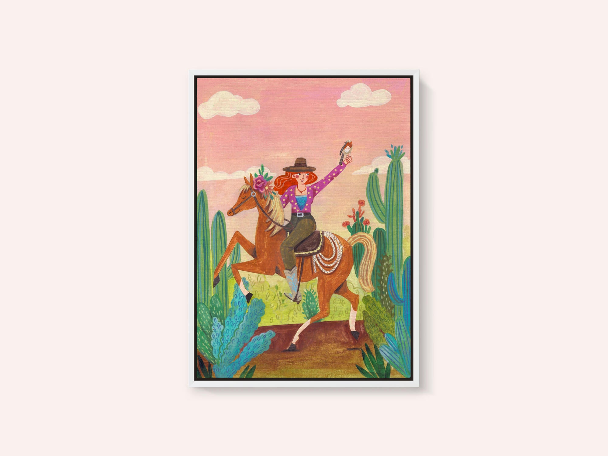 Cowgirl on horse in the desert