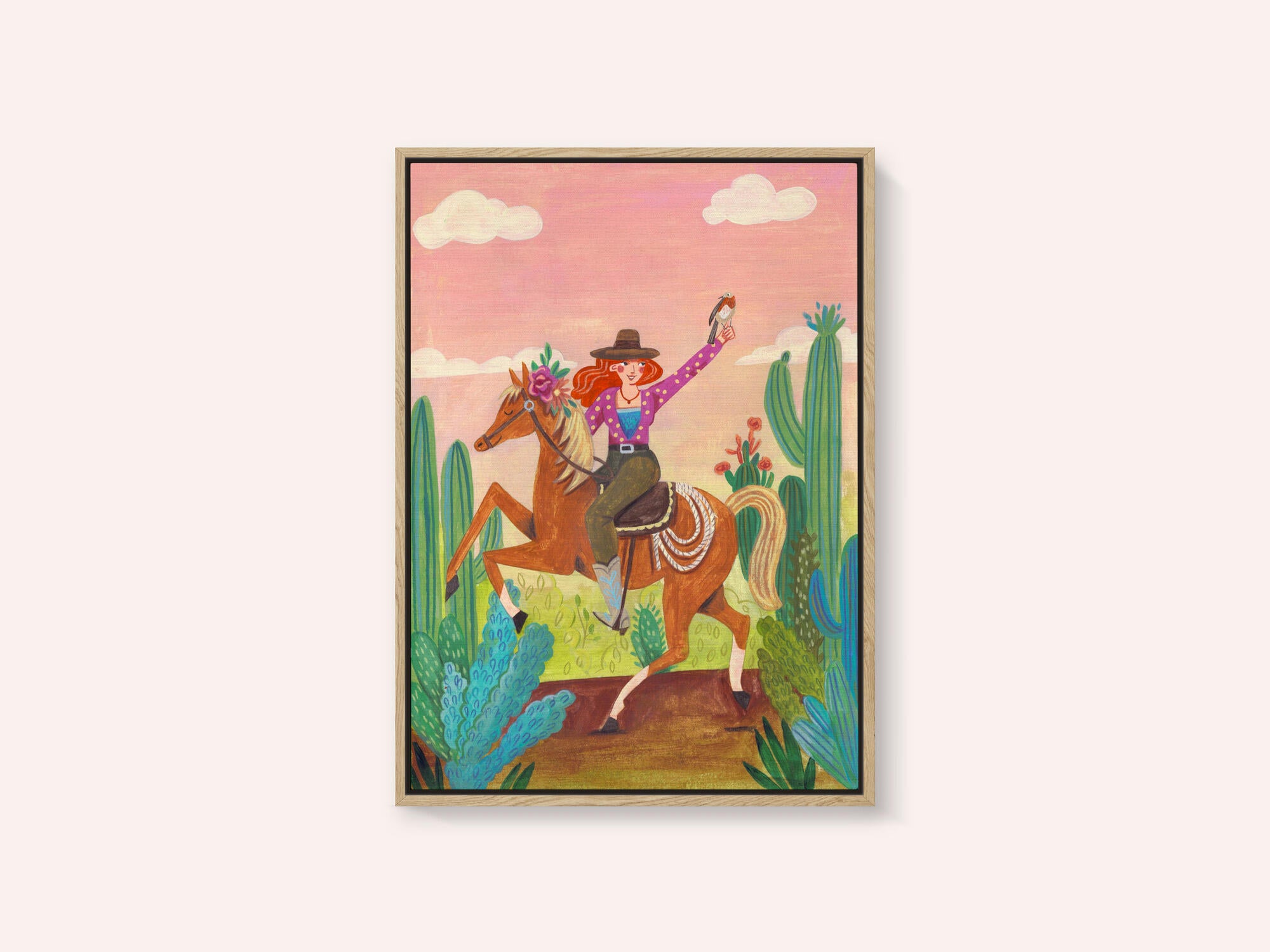 Cowgirl on horse in the desert