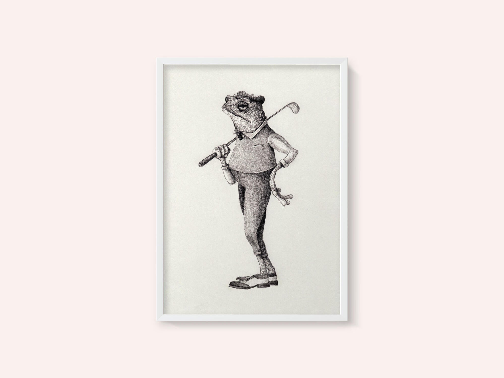 Frog In  Vintage Golf Attire