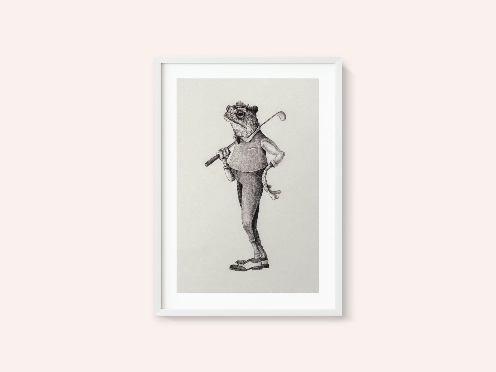 Frog In  Vintage Golf Attire