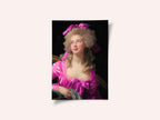 Woman in a Vibrant Pink Gown and Ribbon
