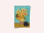 Sunflowers And Cat