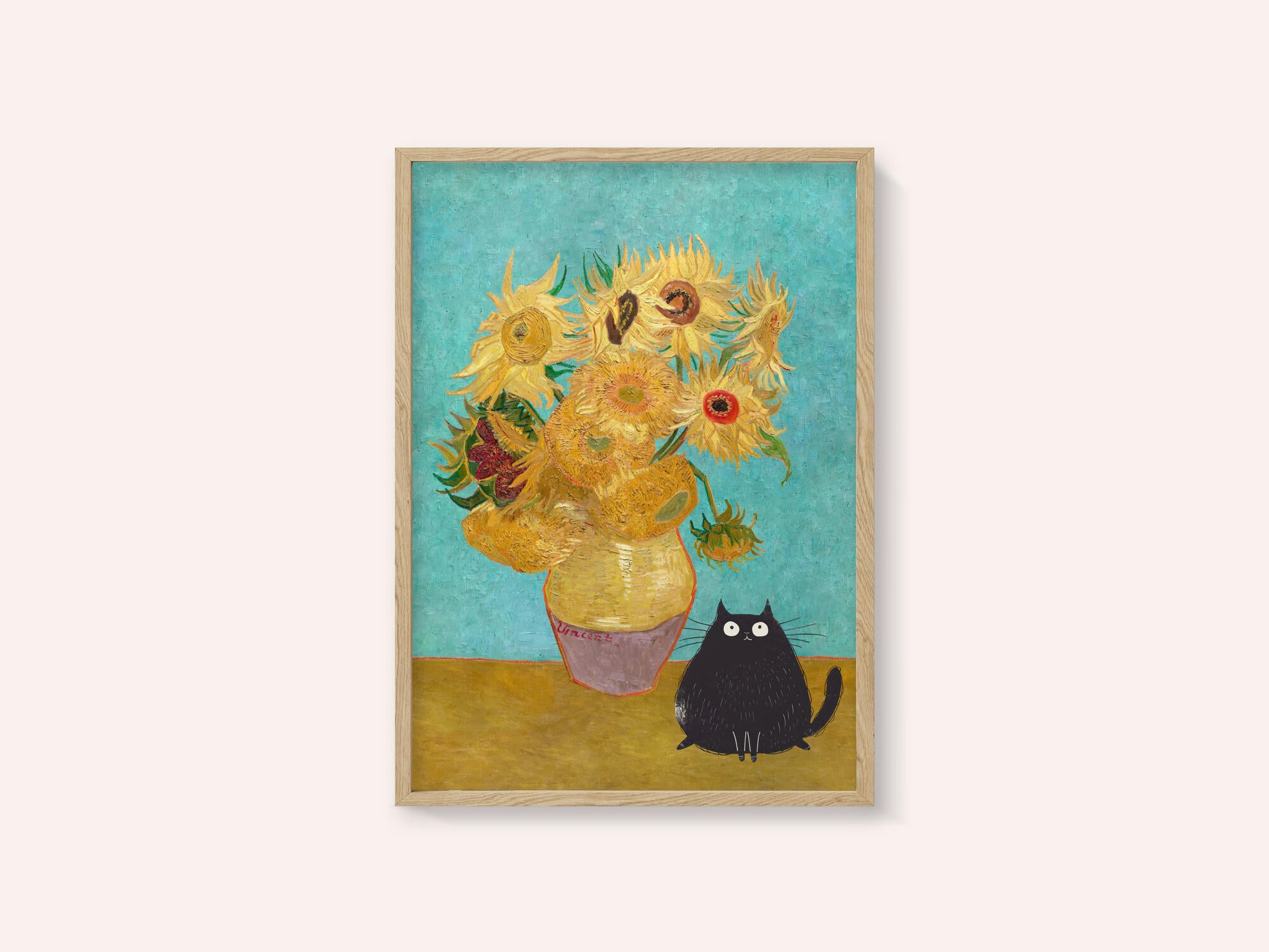 Sunflowers And Cat