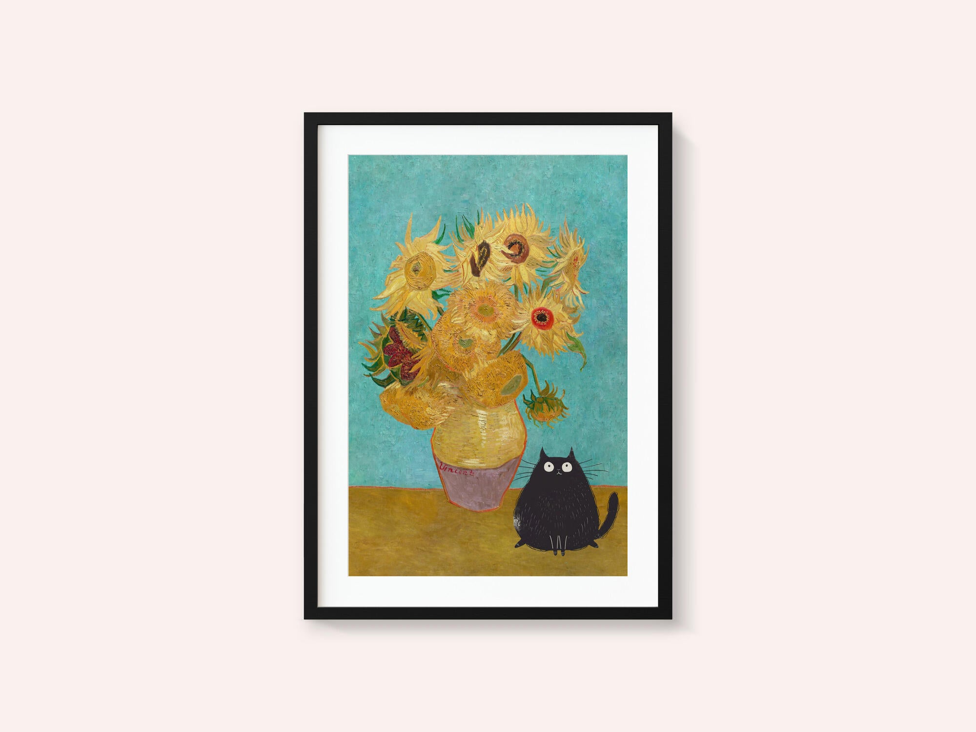 Sunflowers And Cat