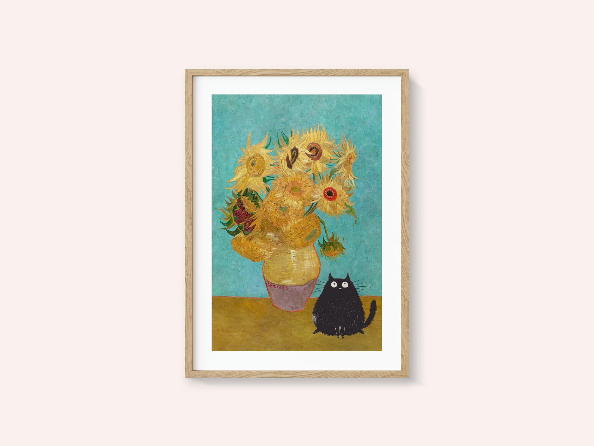 Sunflowers And Cat