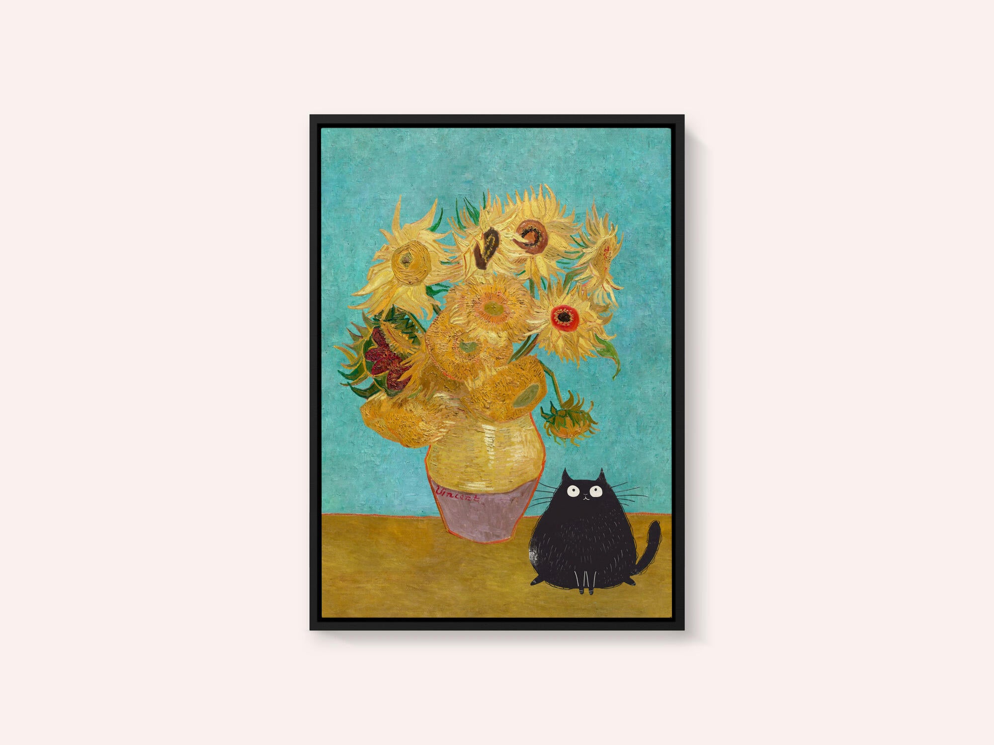 Sunflowers And Cat
