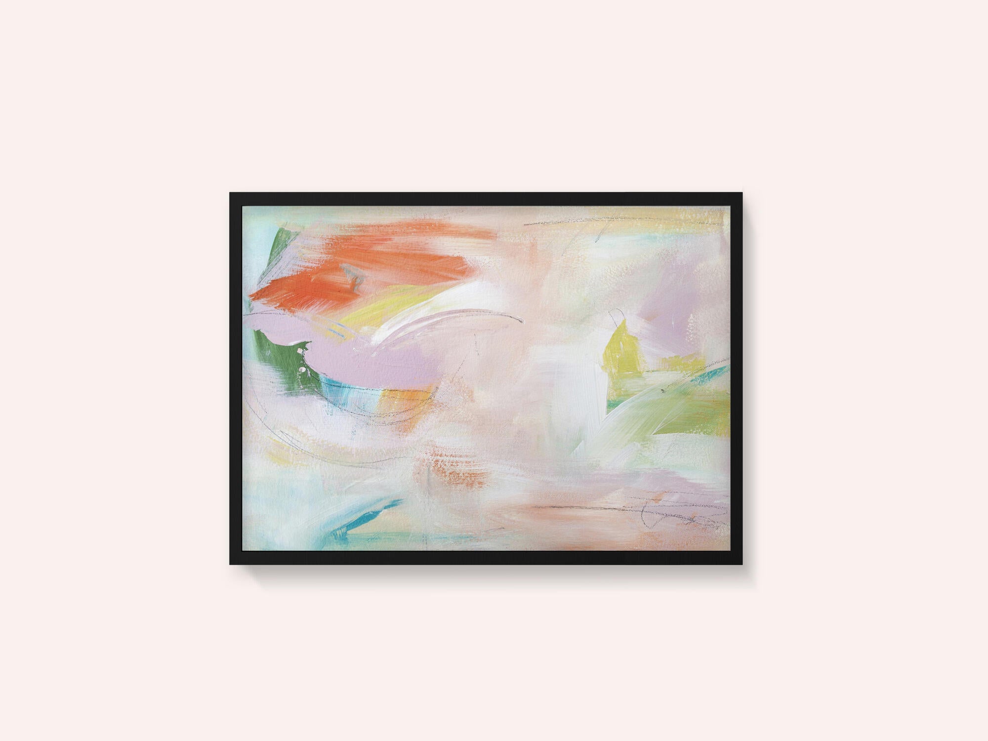 Dynamic Brushstrokes of Orange Green and Purple