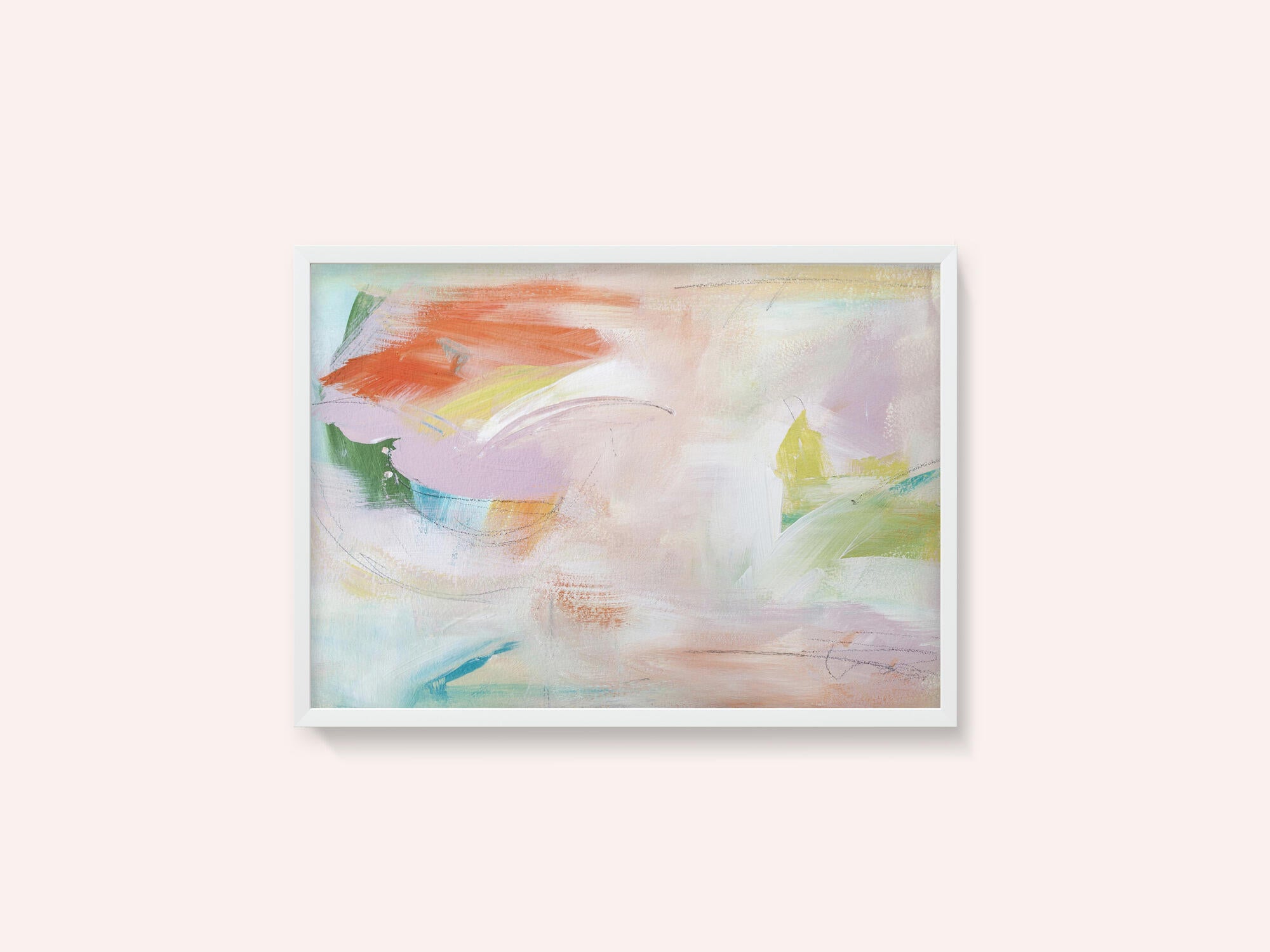 Dynamic Brushstrokes of Orange Green and Purple
