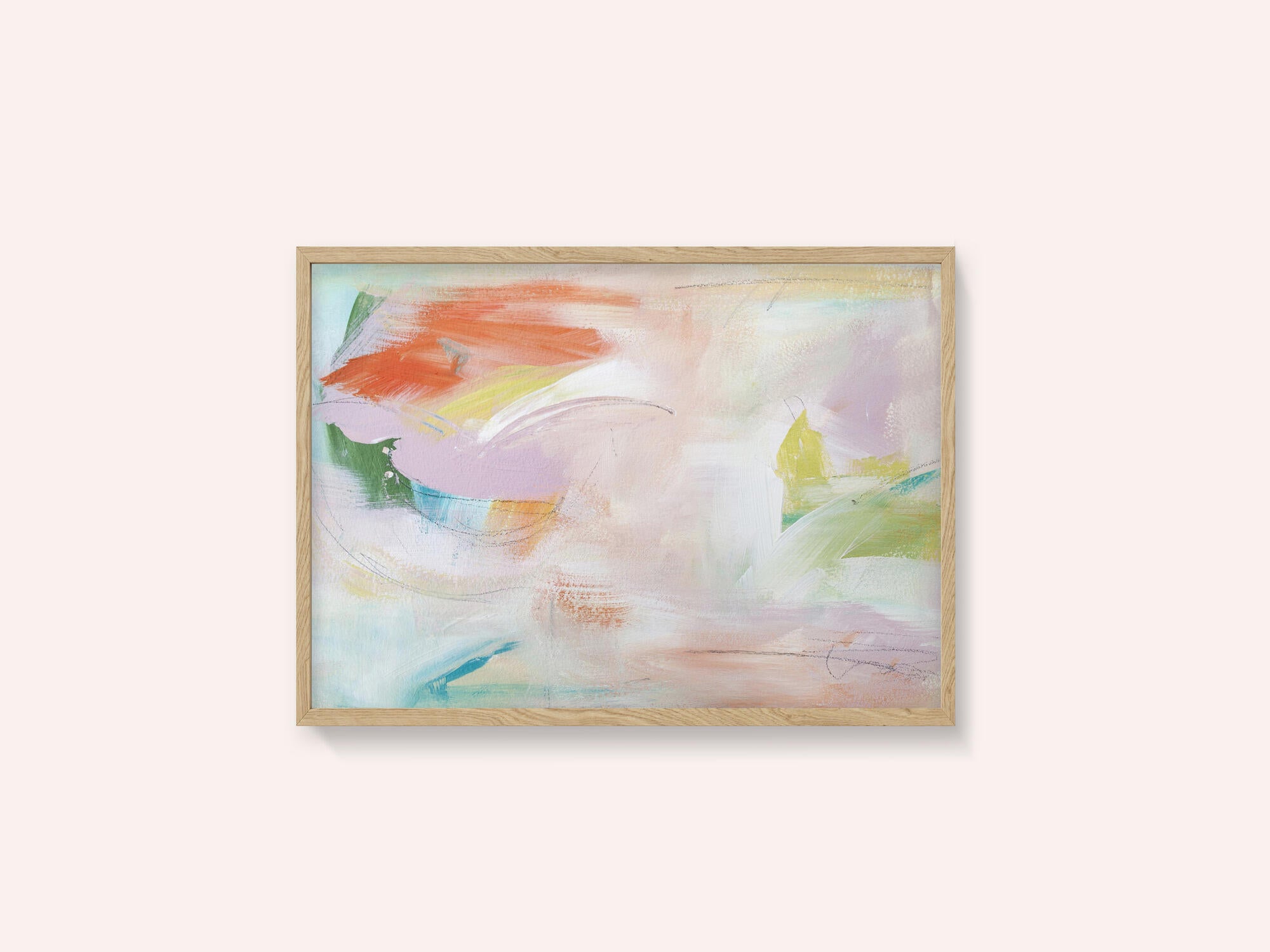 Dynamic Brushstrokes of Orange Green and Purple