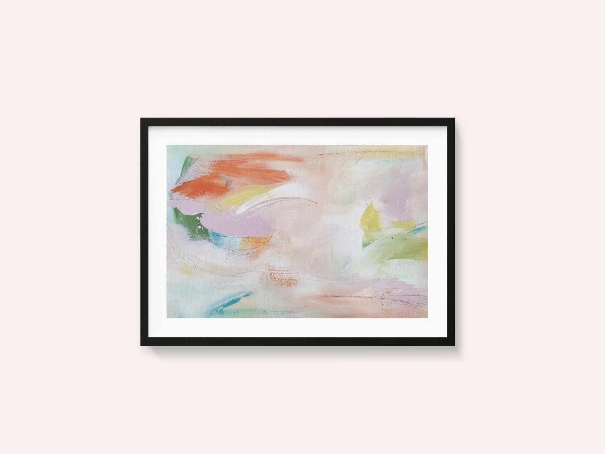 Dynamic Brushstrokes of Orange Green and Purple