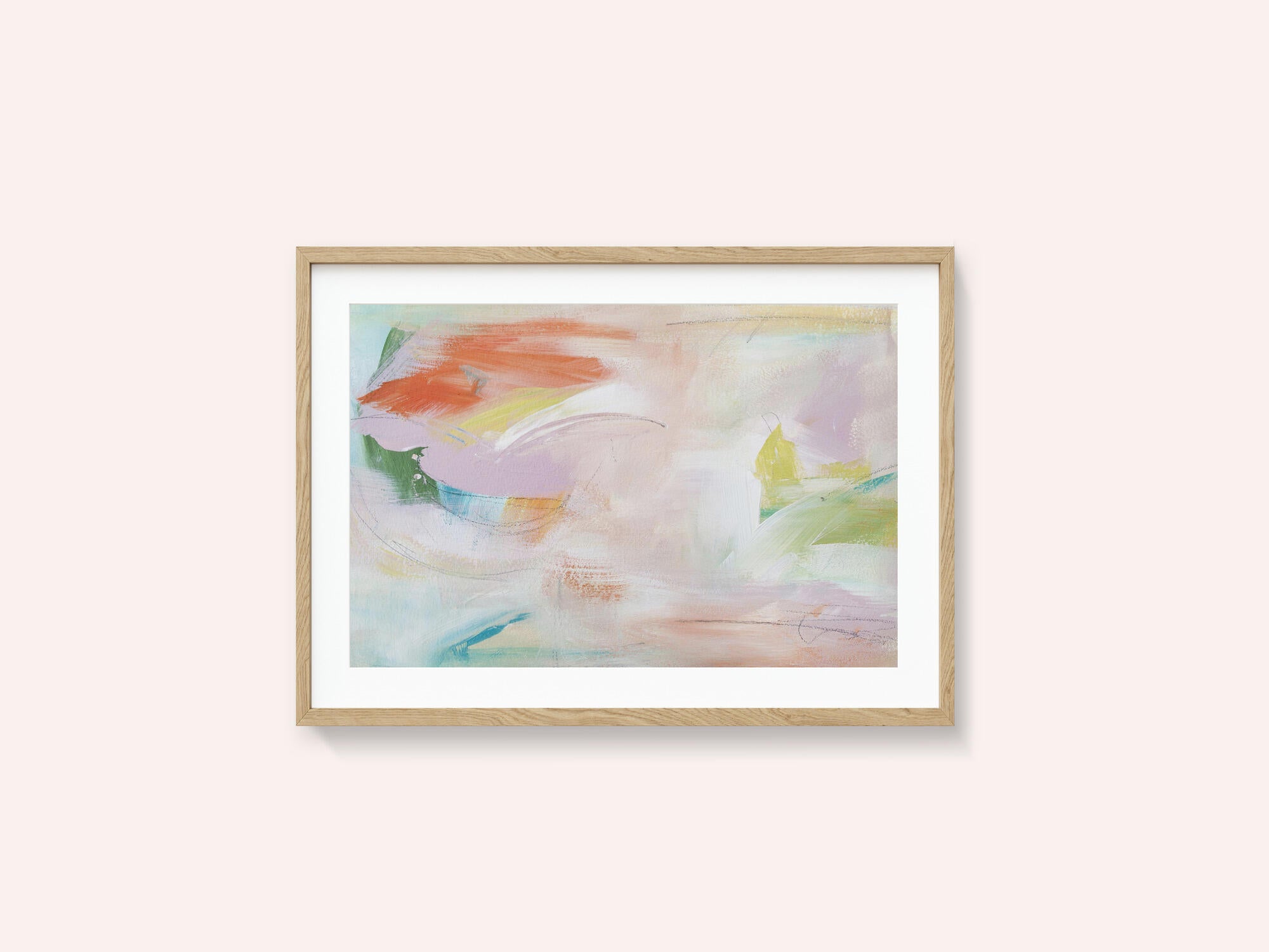 Dynamic Brushstrokes of Orange Green and Purple