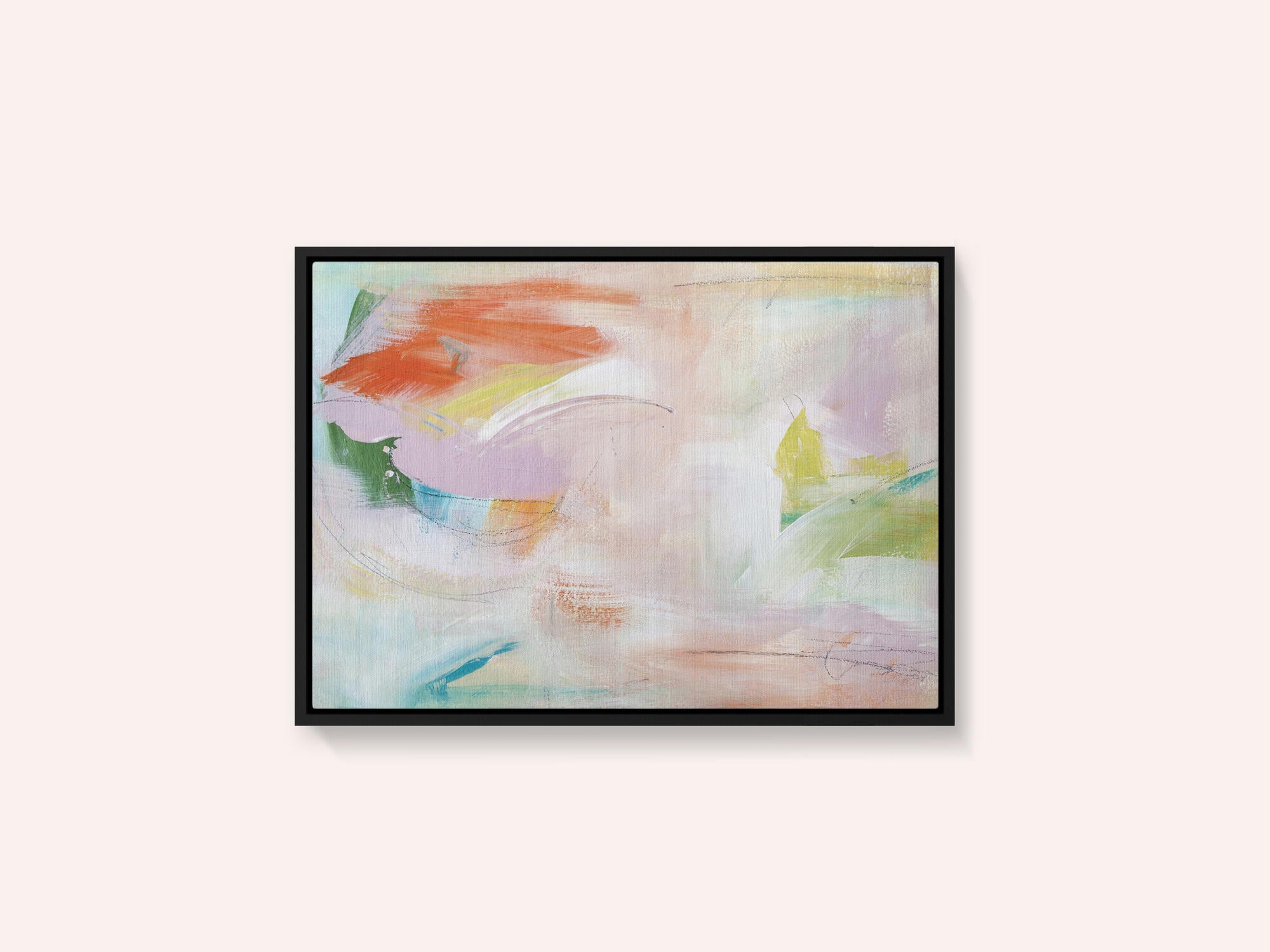Dynamic Brushstrokes of Orange Green and Purple