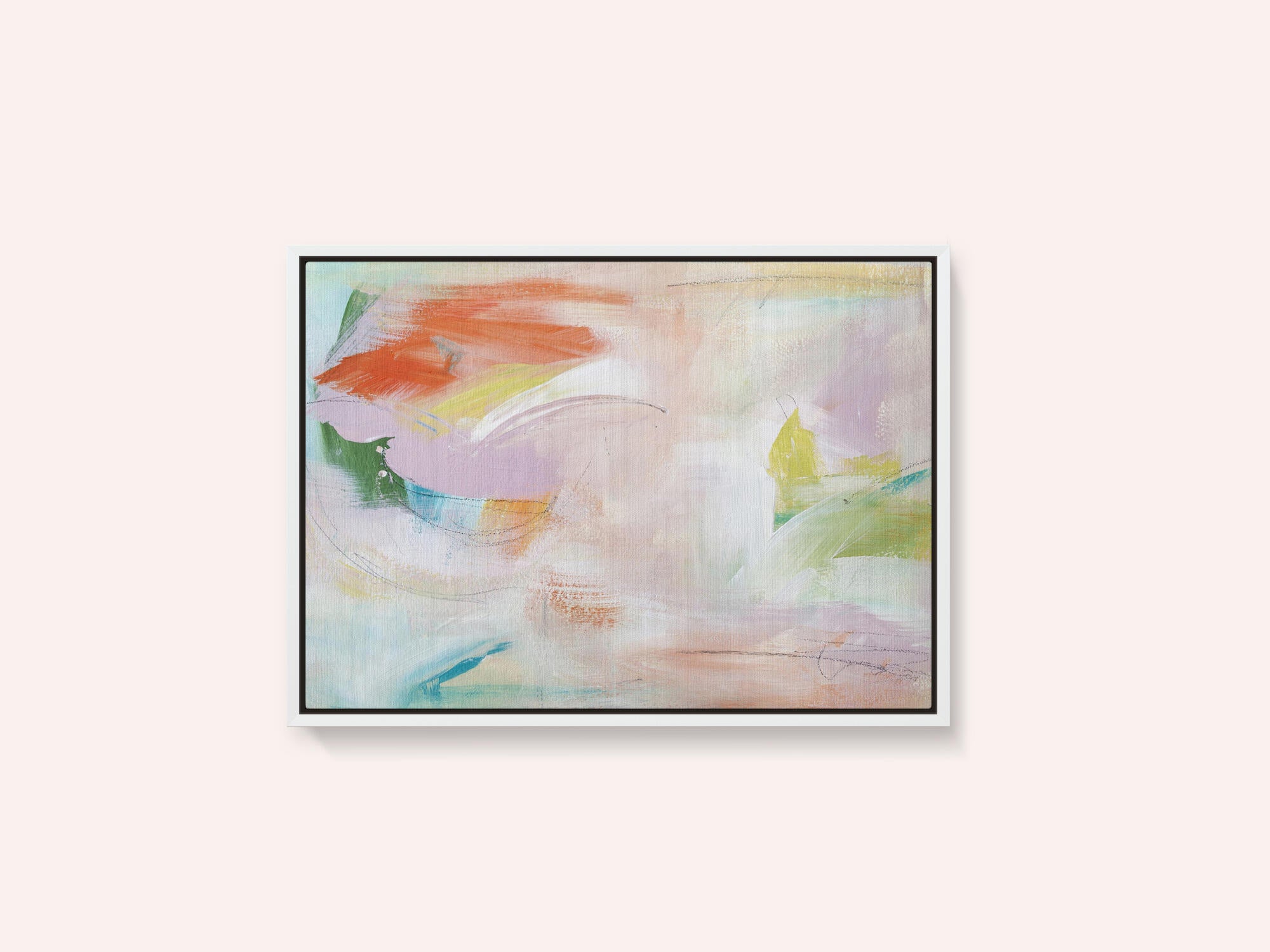 Dynamic Brushstrokes of Orange Green and Purple