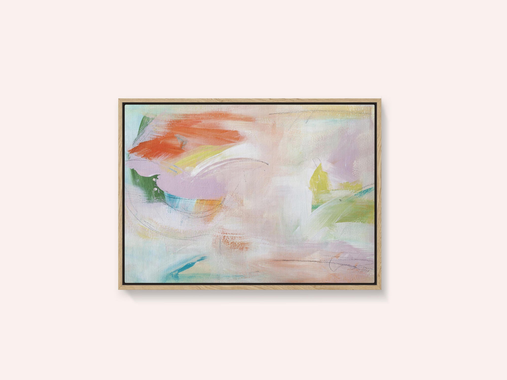 Dynamic Brushstrokes of Orange Green and Purple