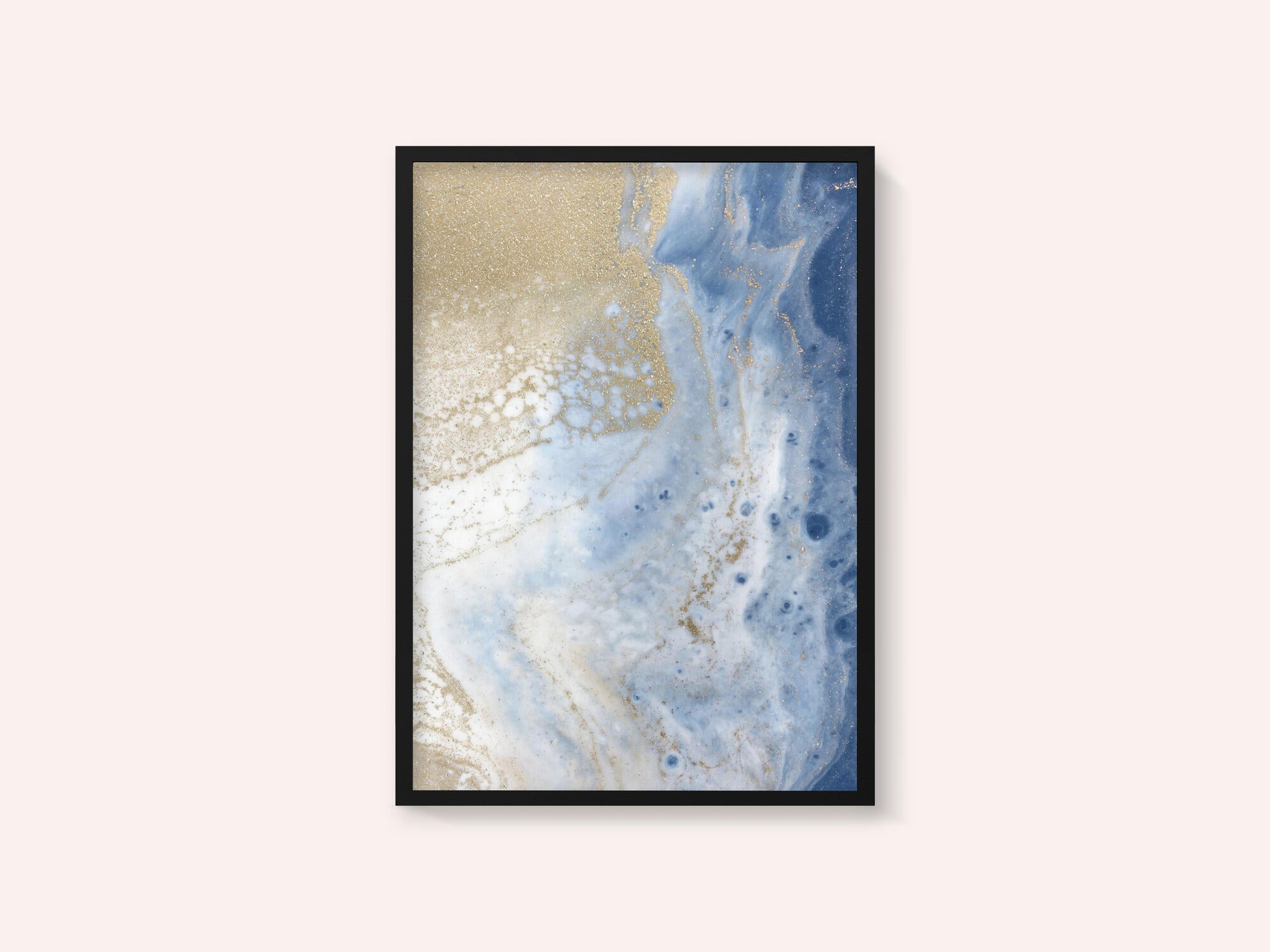 Swirling Blue and Gold Patterns Resembles a Cosmic Landscape