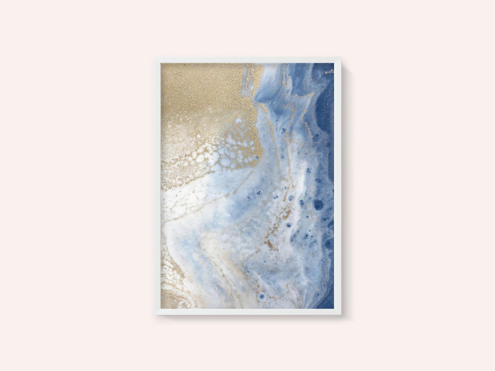 Swirling Blue and Gold Patterns Resembles a Cosmic Landscape
